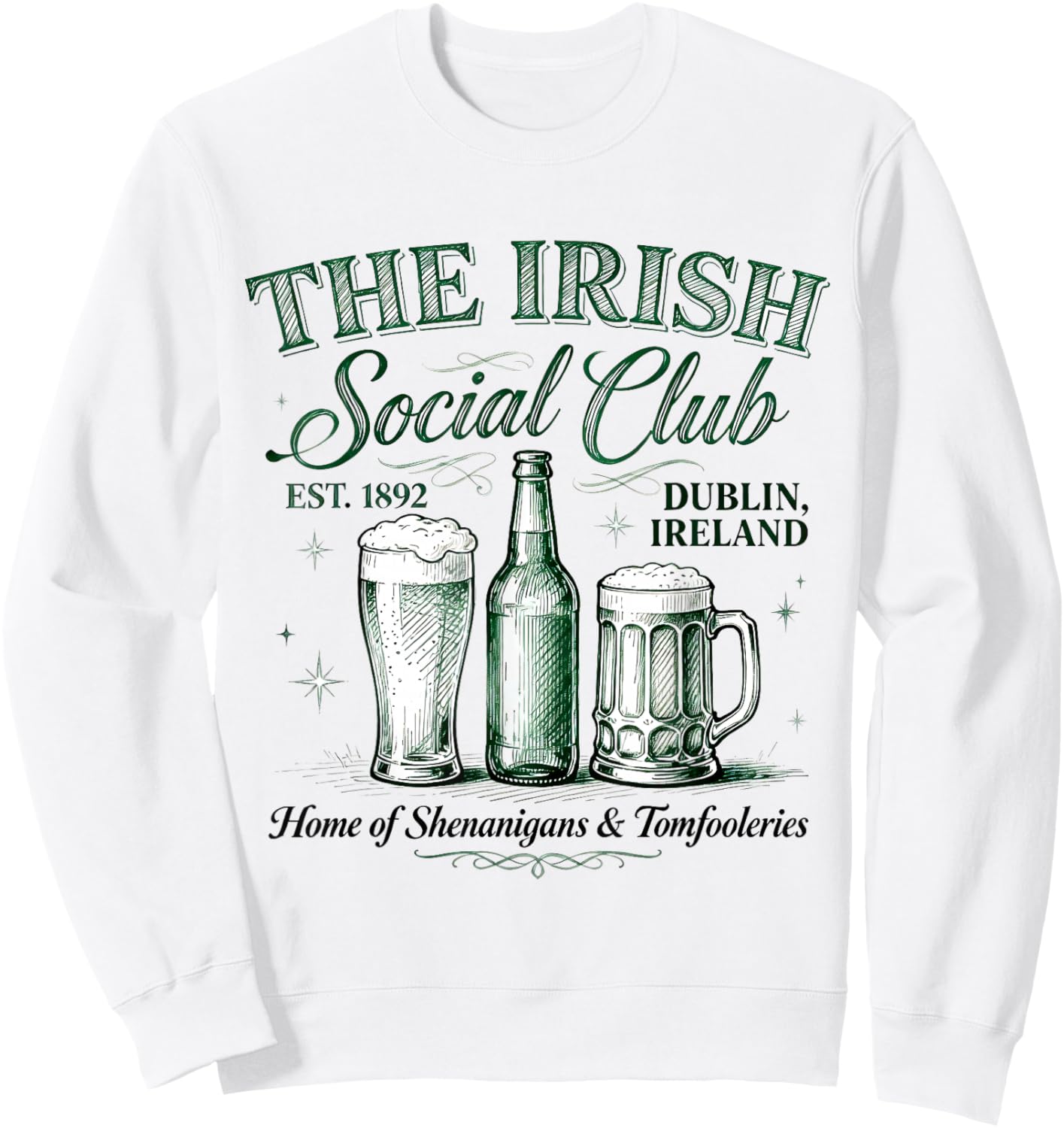 The Irish Social Club Vintage Drinking Team St Patrick's Day Sweatshirt - Sweatshirt | White