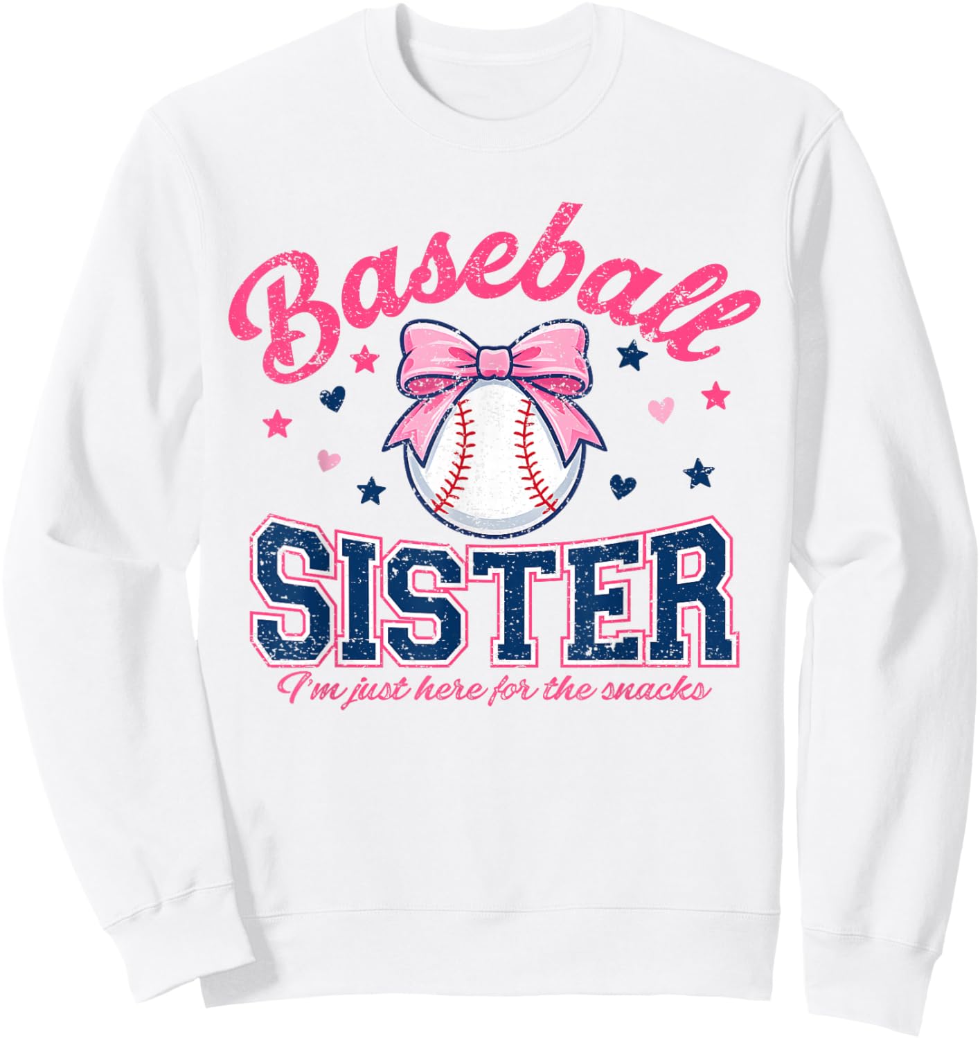 Baseball Sister I'm Just Here for the Snacks Girls Kids Sweatshirt - Sweatshirt | White