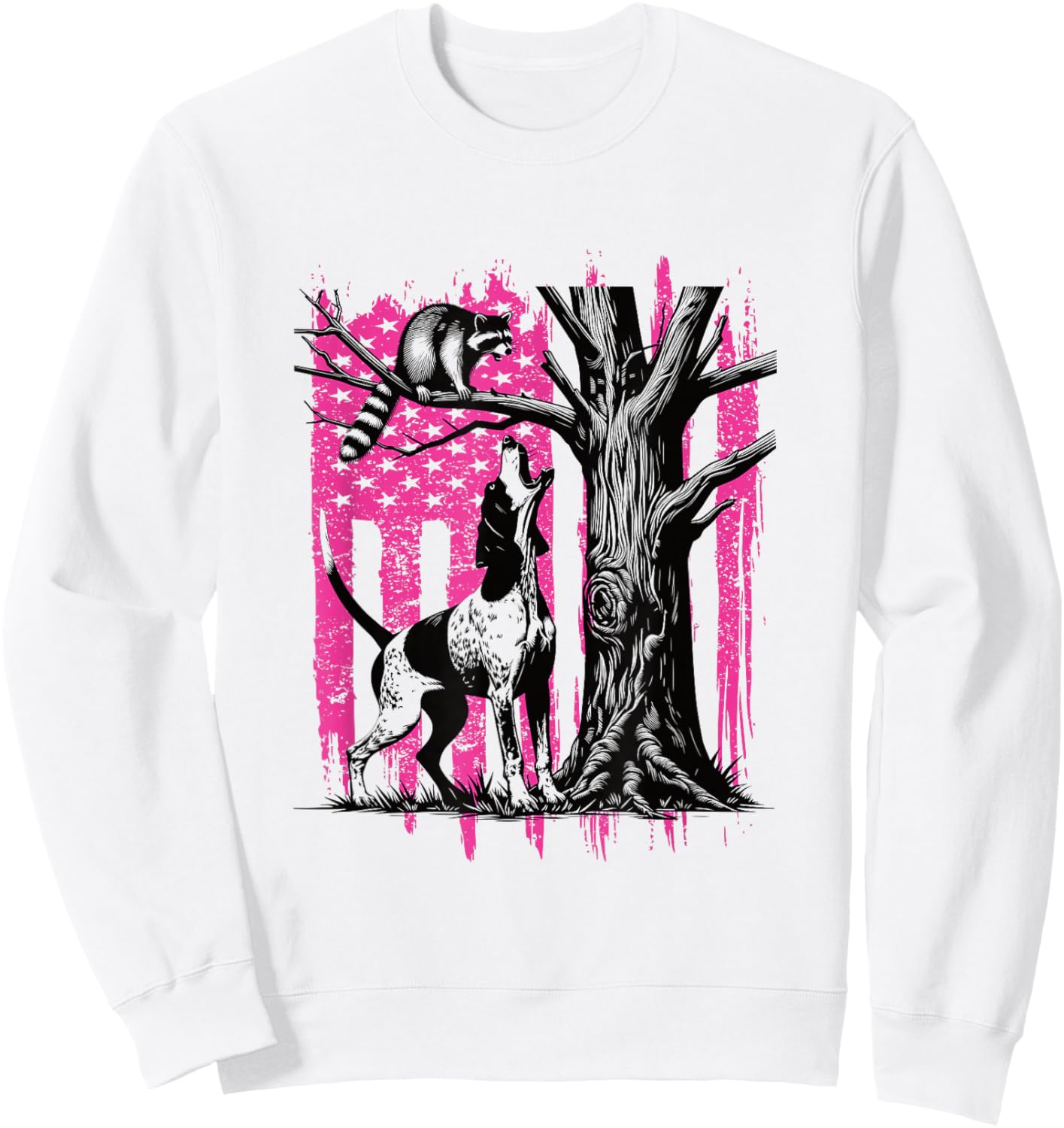 Patriotic Coon Hunting Dog American Flag Sweatshirt - Sweatshirt | White