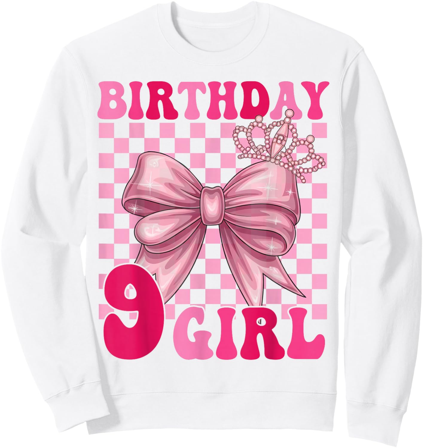 Its My 9th Birthday Girl Coquette Bow 9 Year Old Party Girl Sweatshirt - Sweatshirt | White