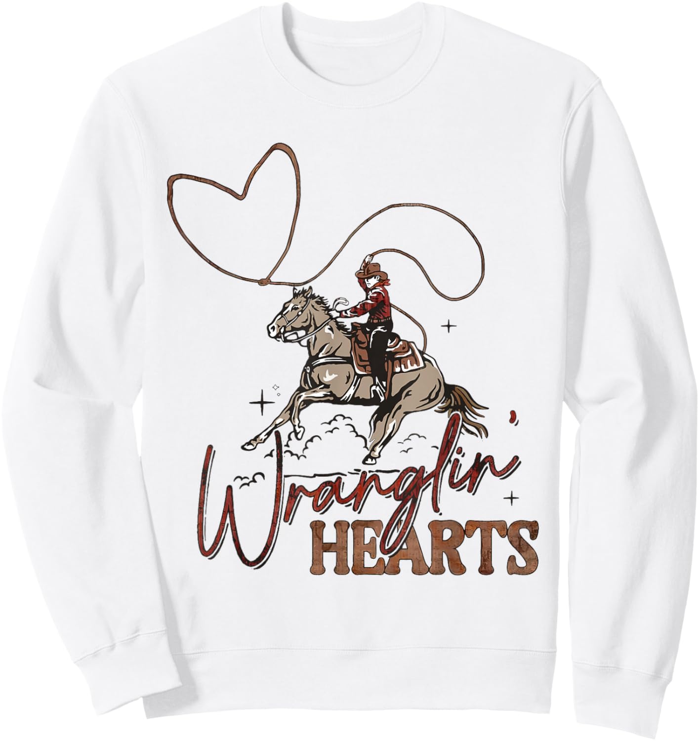 Wranglin' Hearts Cowboy Western Valentines Sweatshirt - Sweatshirt | White