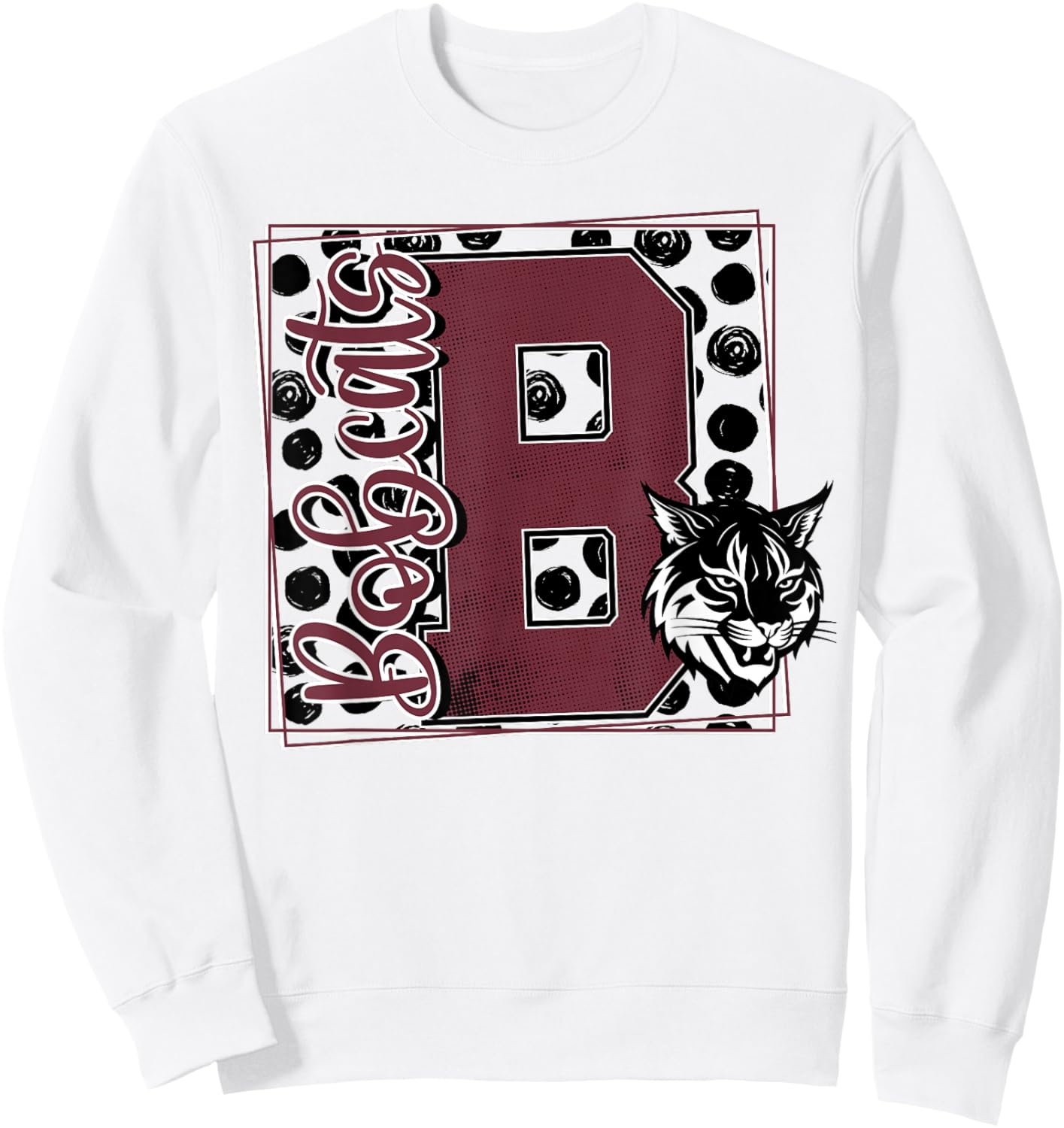 Bobcat Pride School Spirit Mascot Maroon Bobcats Game Day Sweatshirt - Sweatshirt | White