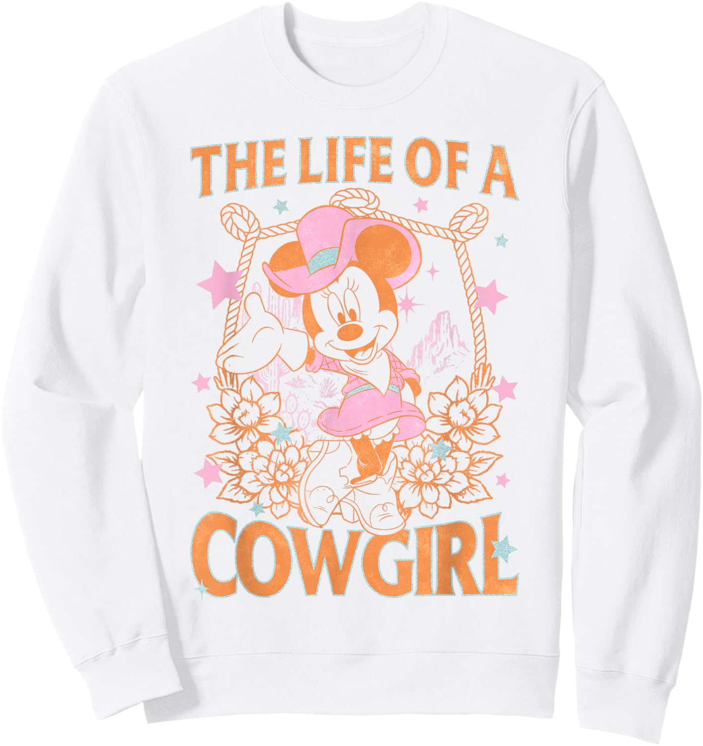Disney Minnie Mouse The Life of A Cowgirl Lace Portrait Sweatshirt - Sweatshirt | White