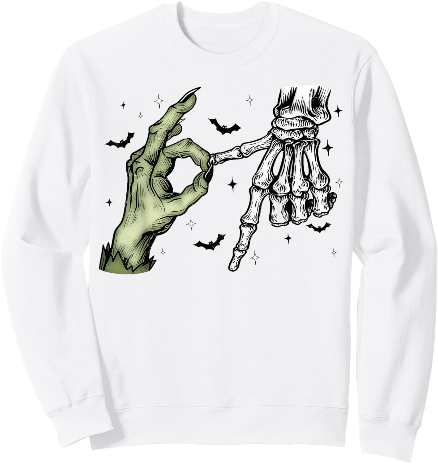 Halloween 6 7 Funny Six Seven Meme Skeleton Hand Sweatshirt - Sweatshirt | White