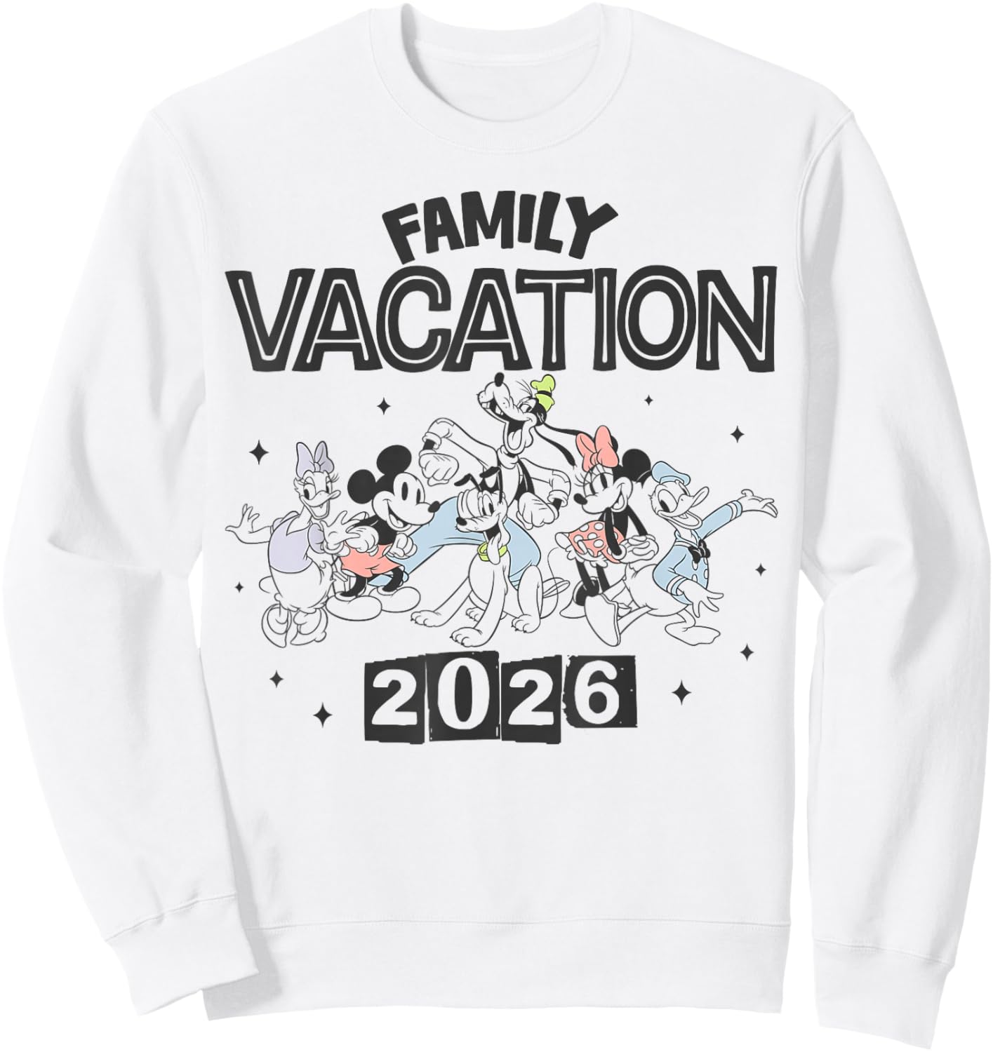 Disney Mickey and Friends Family Vacation 2026 Full Party Sweatshirt - Sweatshirt | White