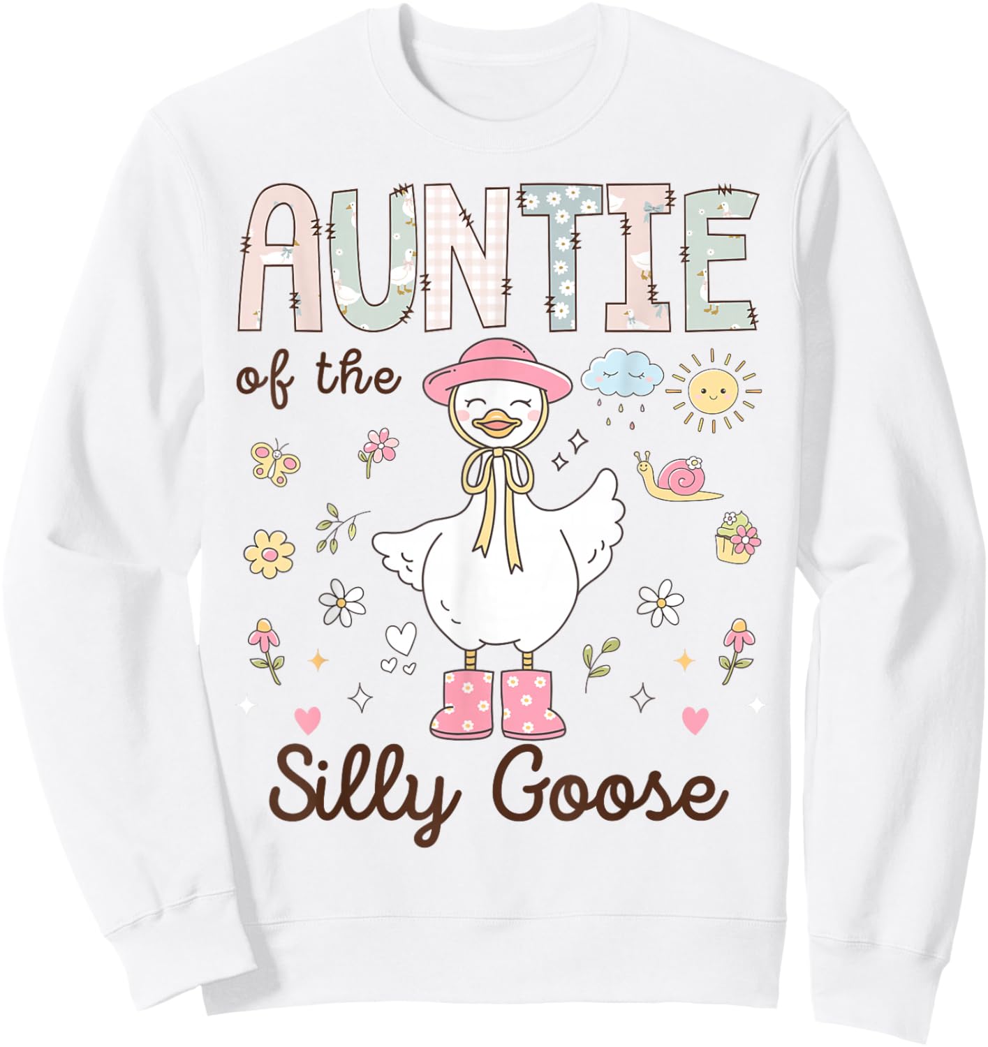 Auntie of The Silly Goose First Birthday Girl Family Sweatshirt - Sweatshirt | White