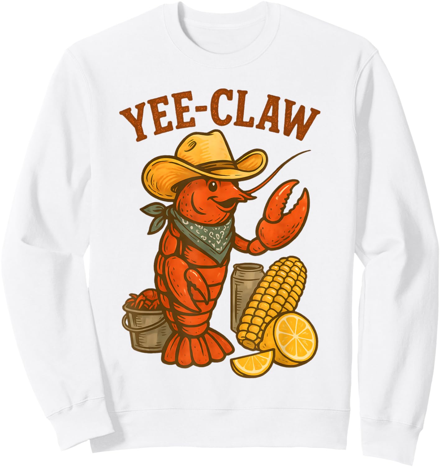 Yee Claw Funny Crawfish Cajun Seafood Party Boys Kids Men Sweatshirt - Sweatshirt | White
