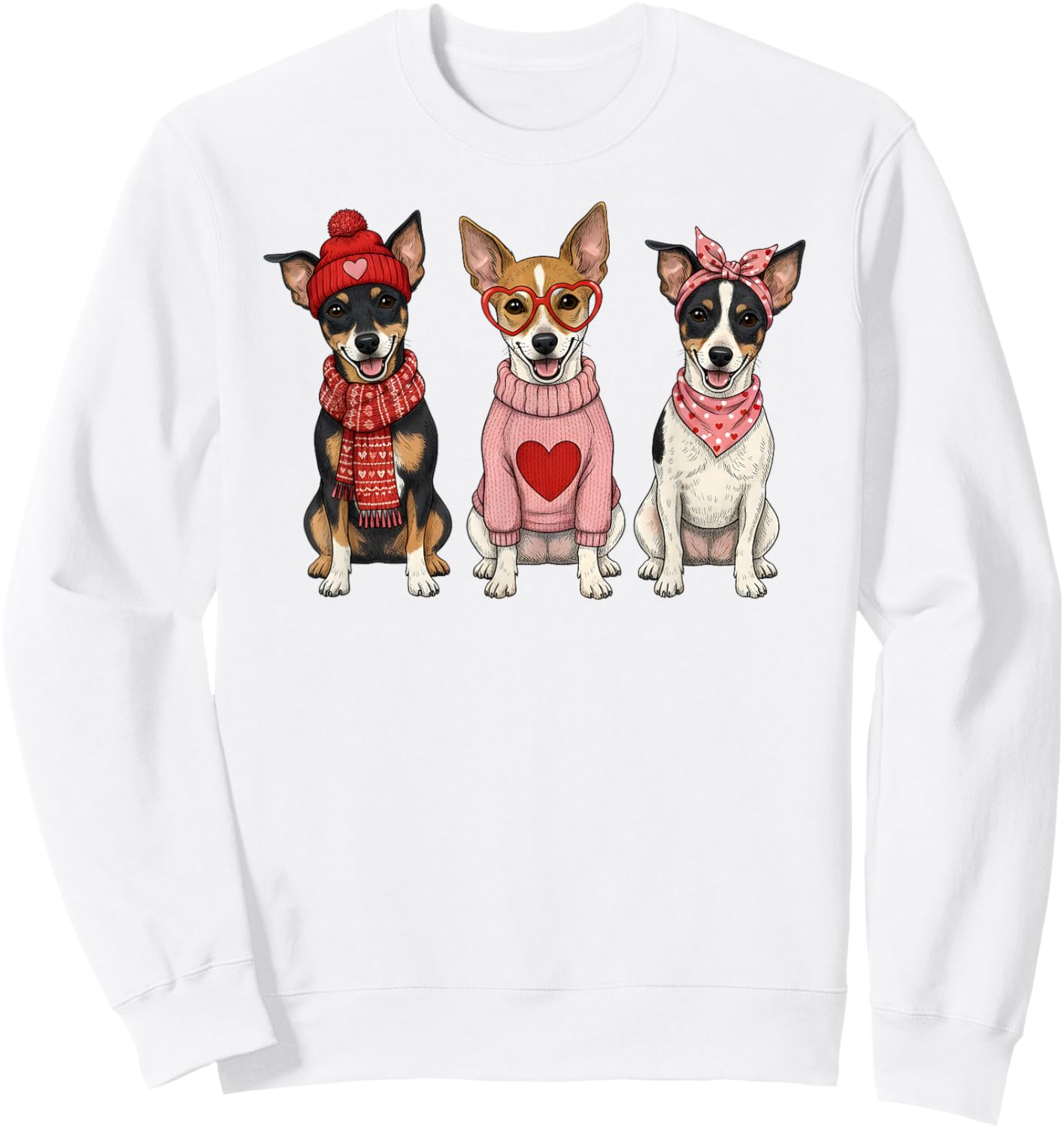 Cute Rat Terrier Valentine Dog Sweatshirt - Sweatshirt | White