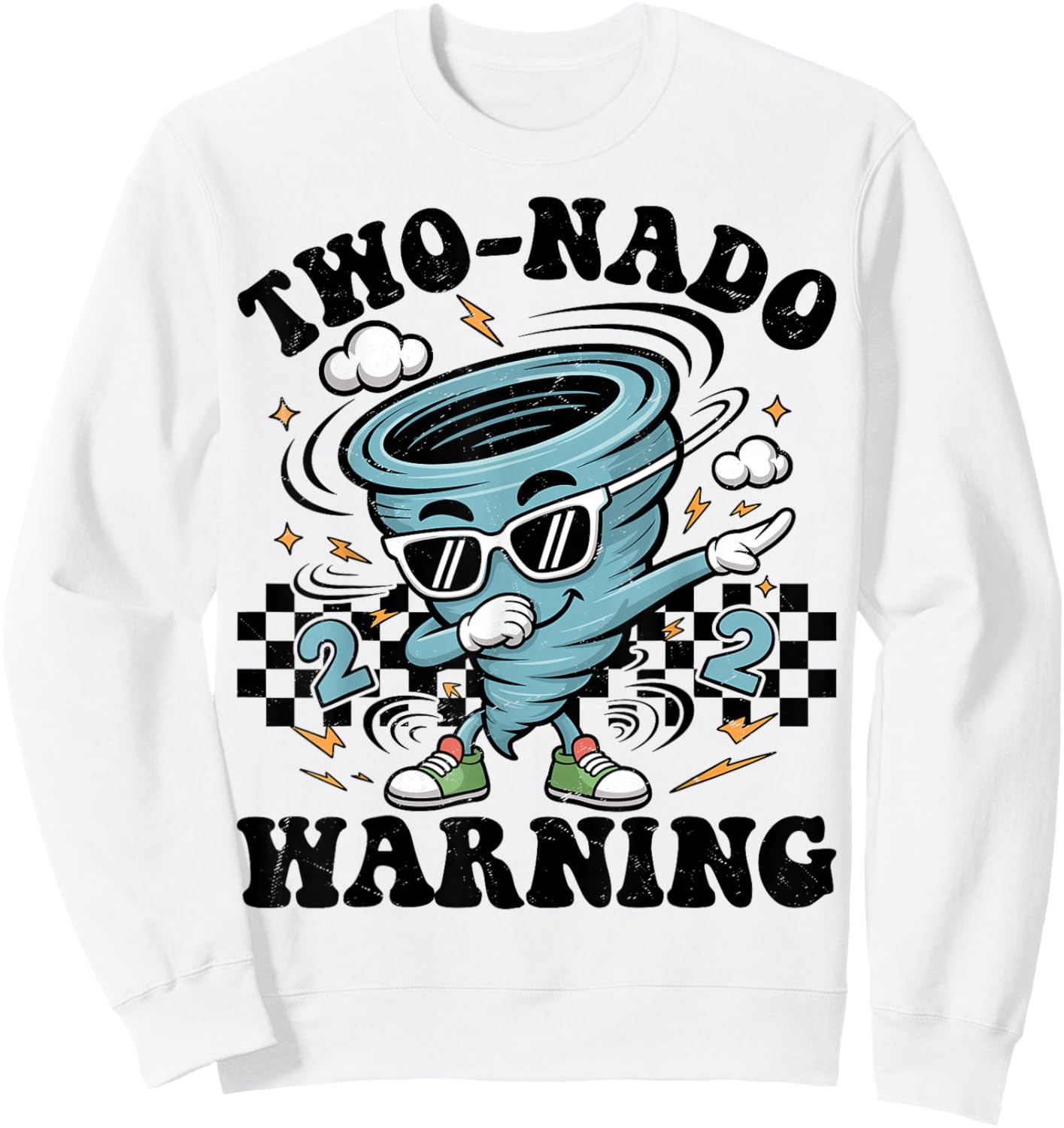 Two Nado Warning Tornado 2nd Birthday 2 Year Old Boys Kids Sweatshirt - Sweatshirt | White