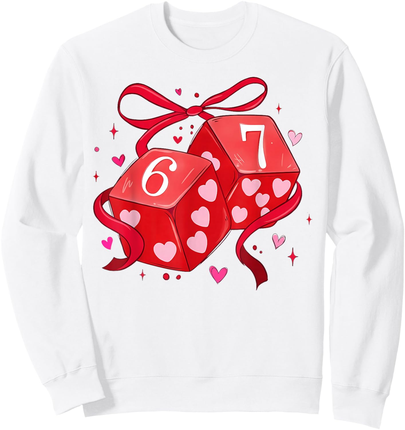 Valentines Funny 67 Dice Game Six Seven Meme 6 7 Women Girls Sweatshirt - Sweatshirt | White