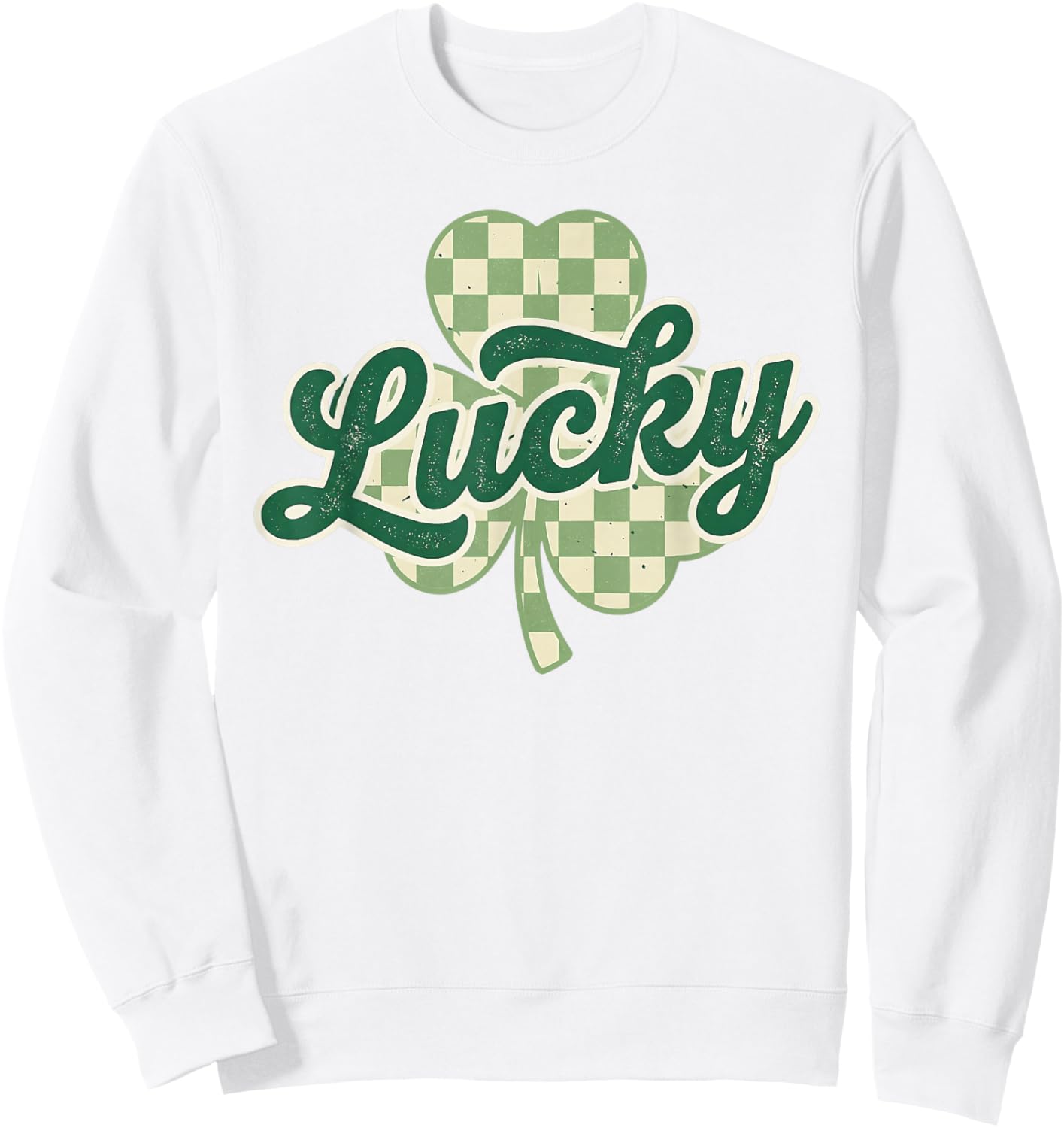 Funny Lucky Irish Shamrock St Patricks Day Women Men Kids Sweatshirt - Sweatshirt | White