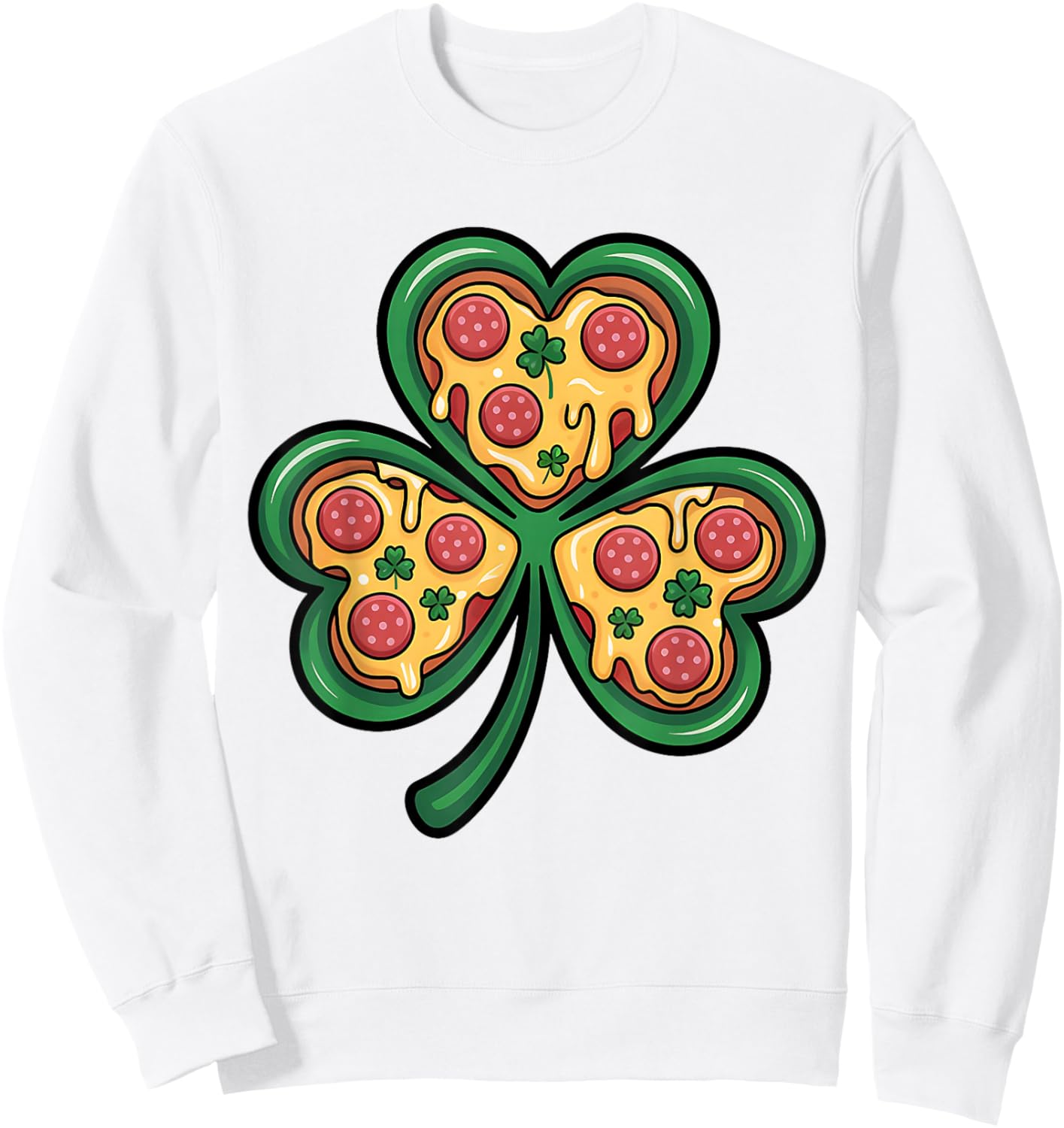 St Patrick’s Day Pizza Shamrock Funny Irish Food Sweatshirt - Sweatshirt | White