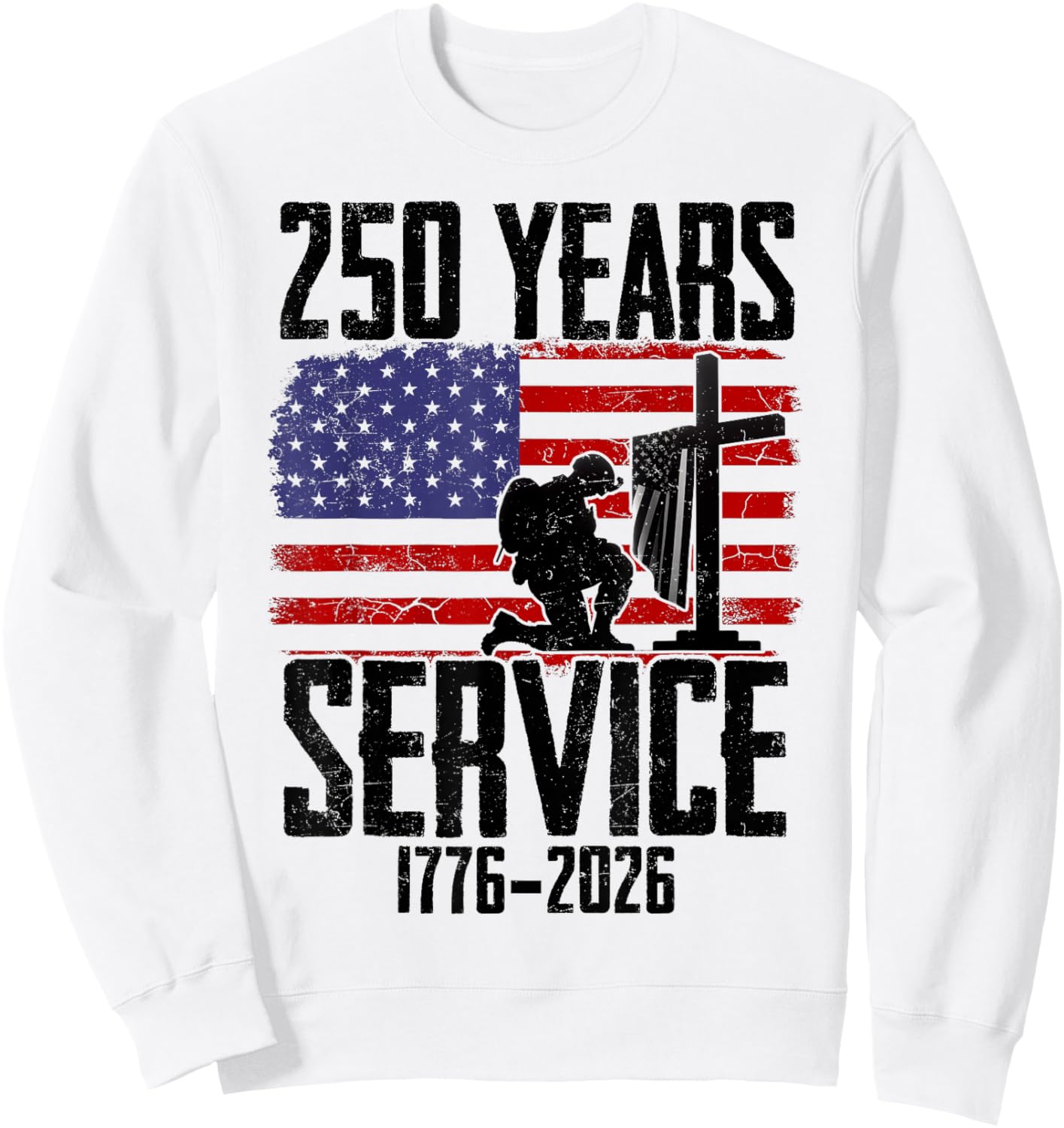 American Flag 250 Years 1776-2026 250th Birthday Patriotic Sweatshirt - Sweatshirt | White