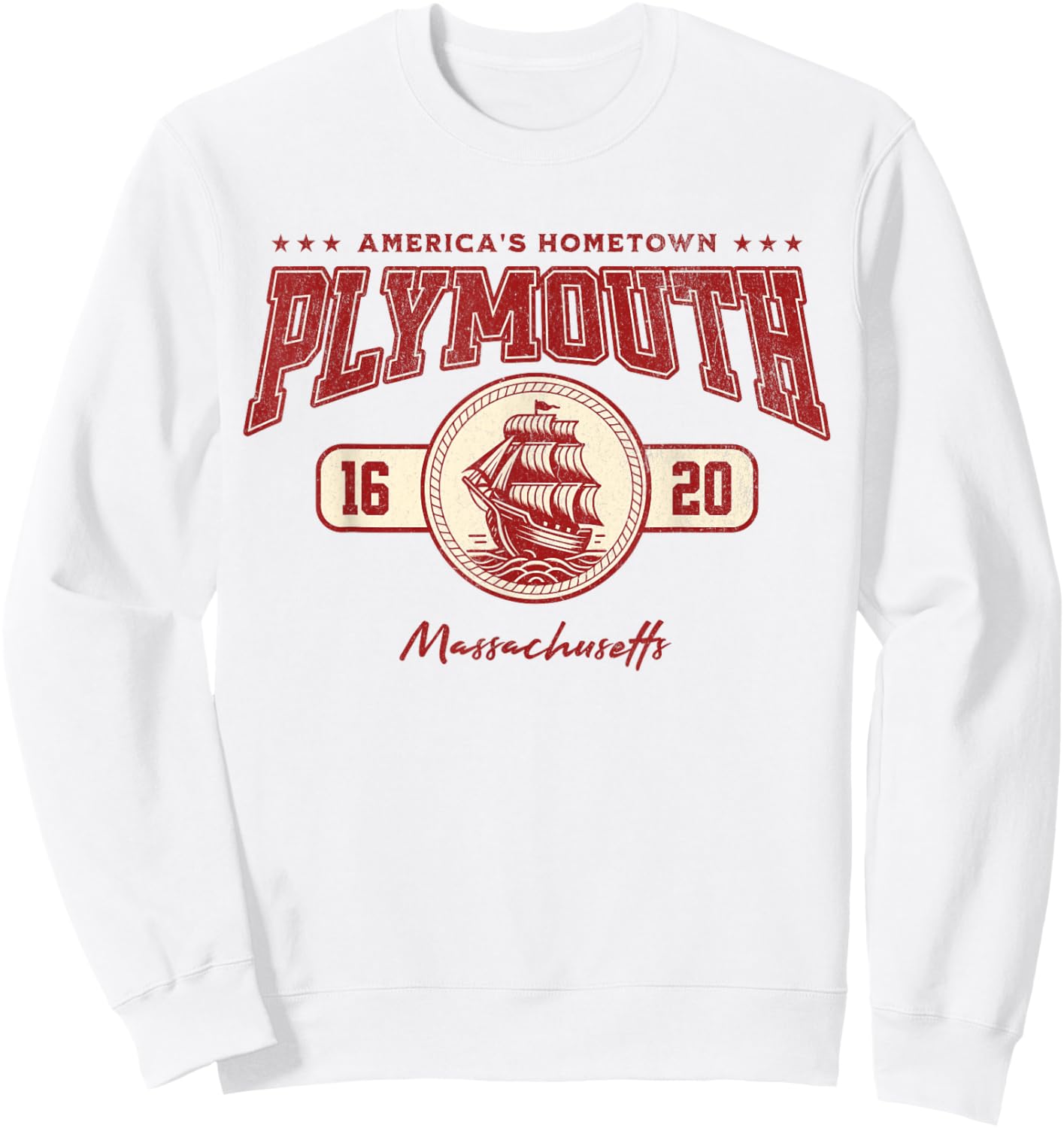 Plymouth MA 1620 Mayflower Massachusetts Souvenir Vintage Sweatshirt - Sweatshirt | White