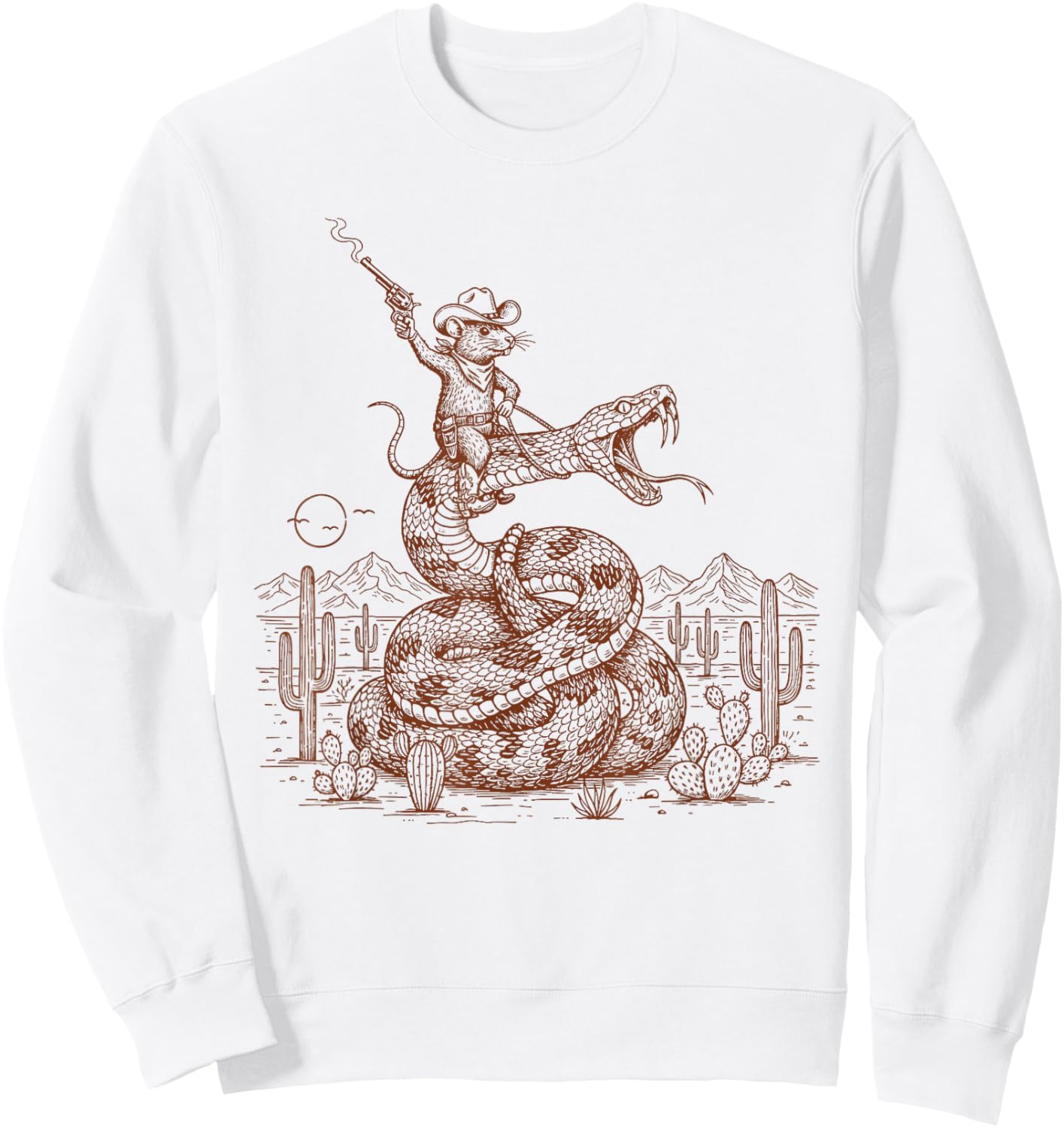 Cowboys Mouse Riding Snake Wild West Saddle Up Western Life Sweatshirt - Sweatshirt | White