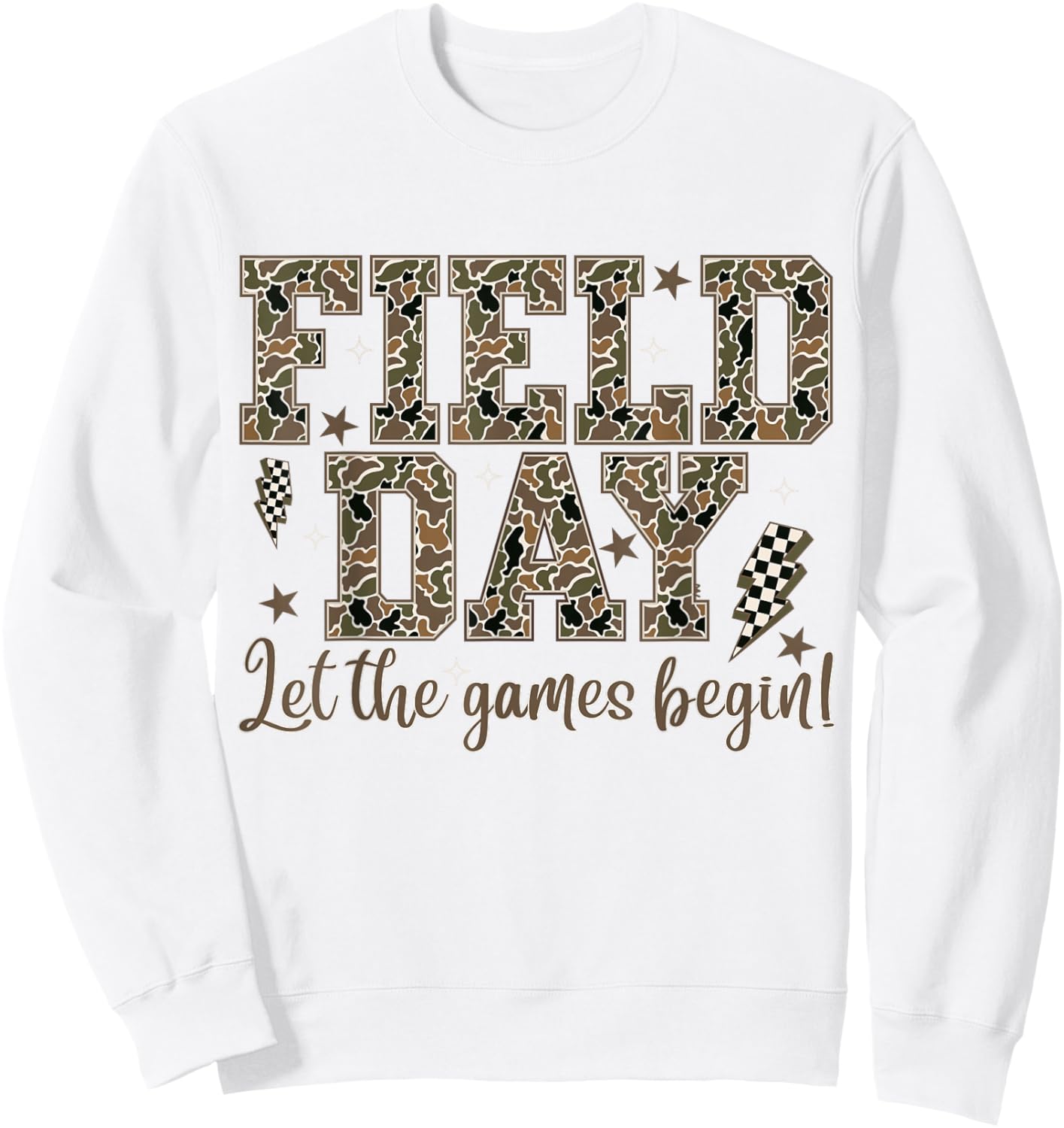 Field Day Let The Games Begin Funny Field Day Camouflage Sweatshirt - Sweatshirt | White