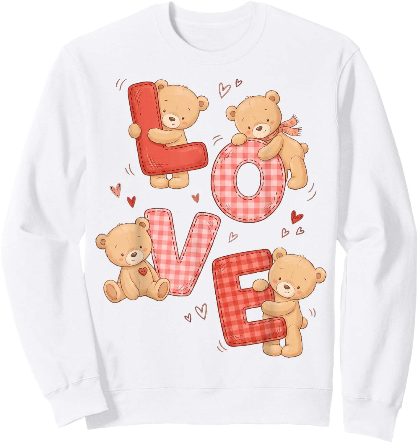 Cute Teddy Bear Women Valentines Shirt Girl Love Heart Sweatshirt - Sweatshirt | White