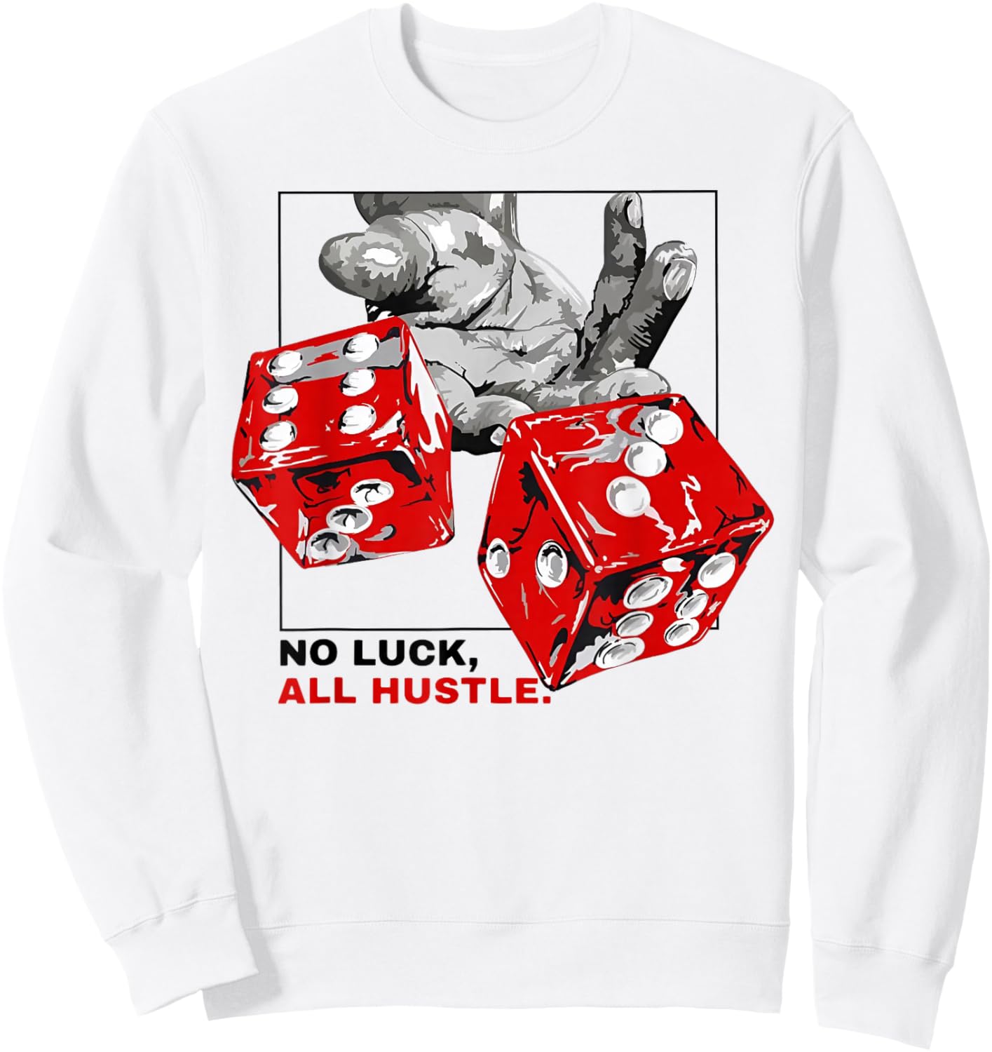 No Luck All Hustle Sweatshirt - Sweatshirt | White