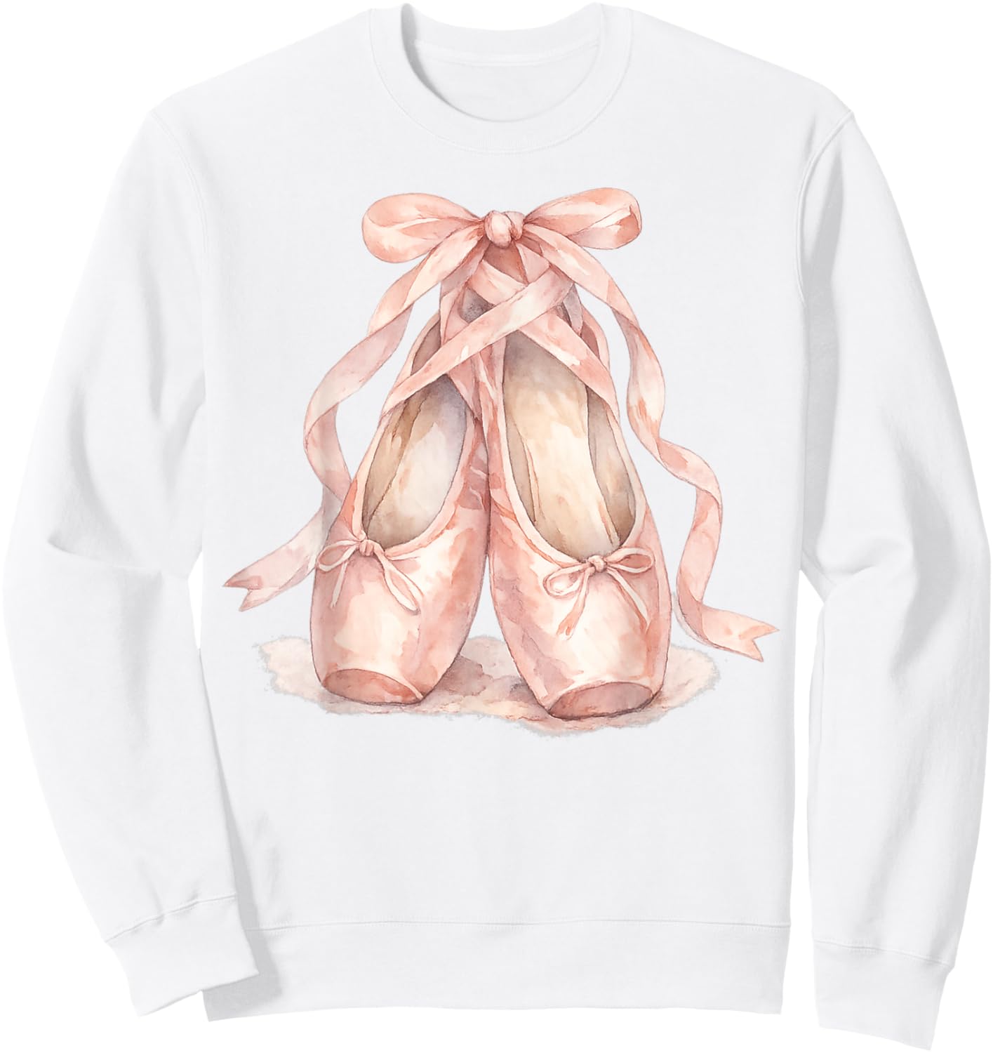 Watercolor Pink Ballerina Pointe Shoes Sweatshirt - Sweatshirt | White