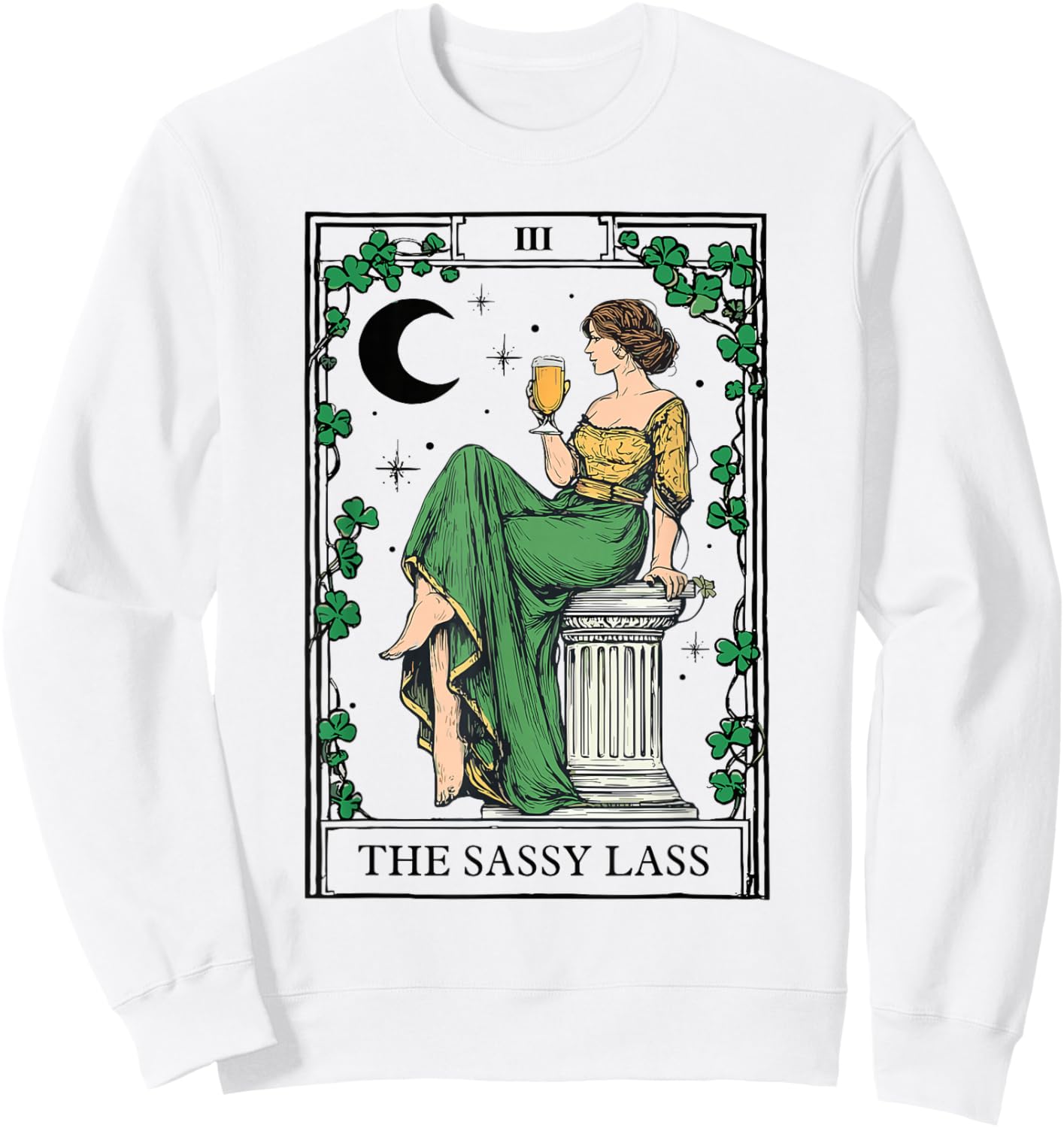 The Sassy Lass St Patrick’s Day Irish Tarot Card Sweatshirt - Sweatshirt | White