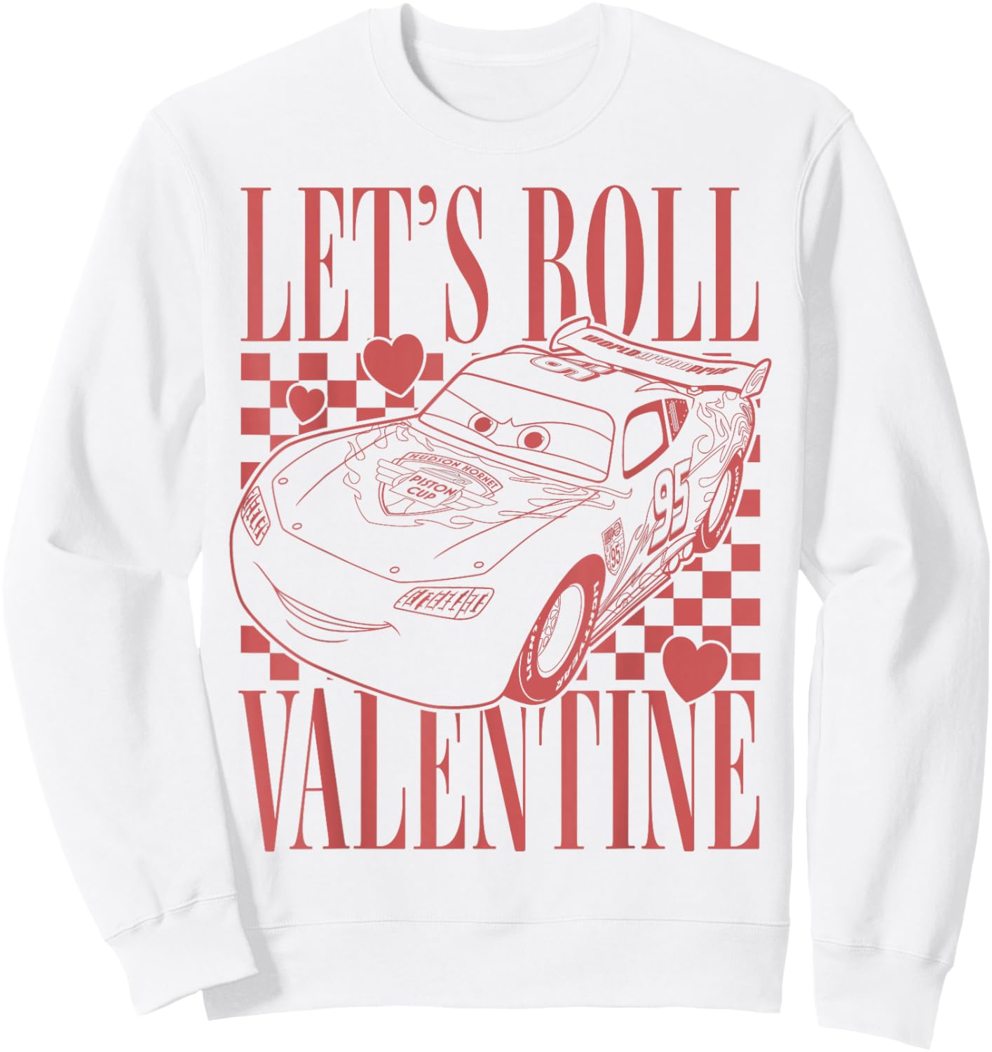 Disney Pixar Cars Valentines Day Lets Roll Valentine McQueen Sweatshirt - Sweatshirt | White
