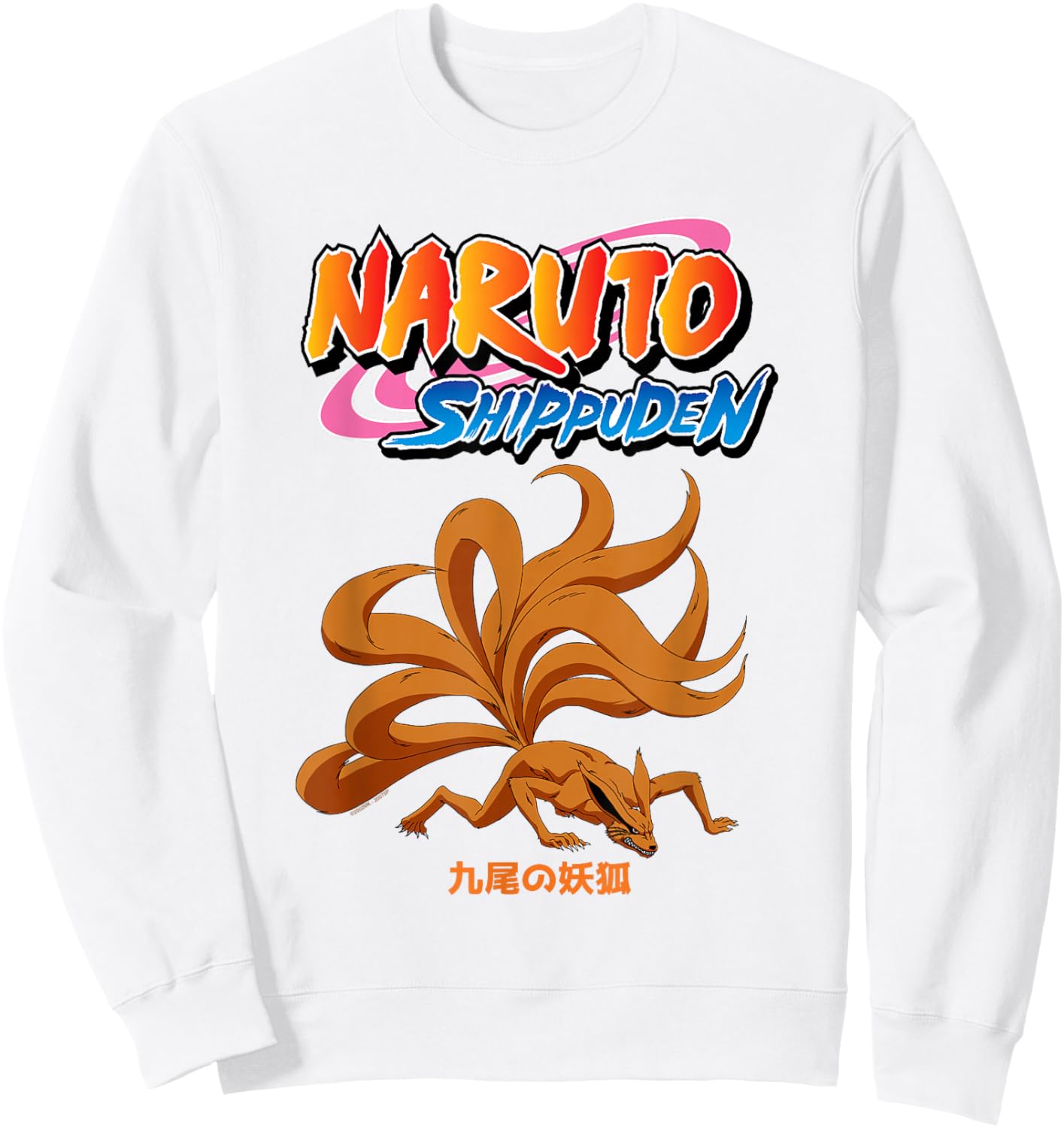 Naruto Shippuden Kurama Nine-Tails with Show Logo Anime Sweatshirt - Sweatshirt | White