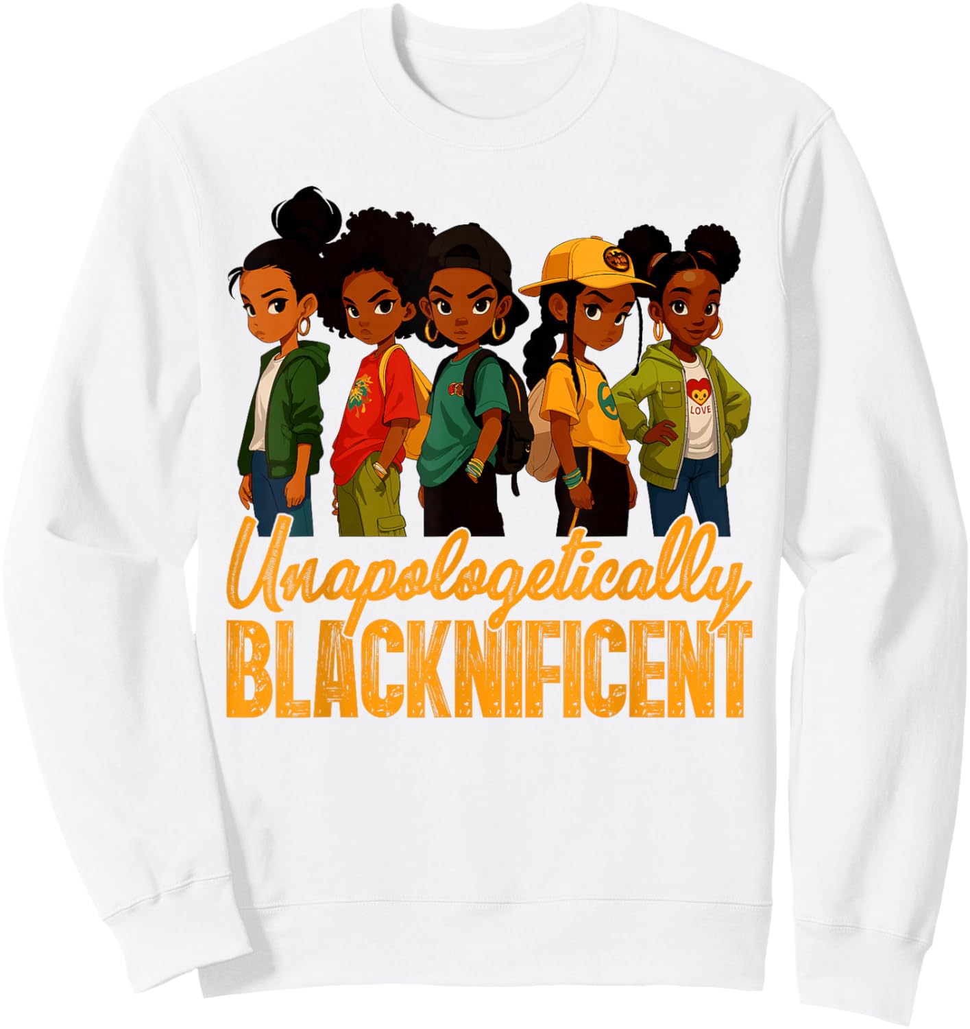 Unapologetically Blacknificent Black History Month Afro Girl Sweatshirt - Sweatshirt | White