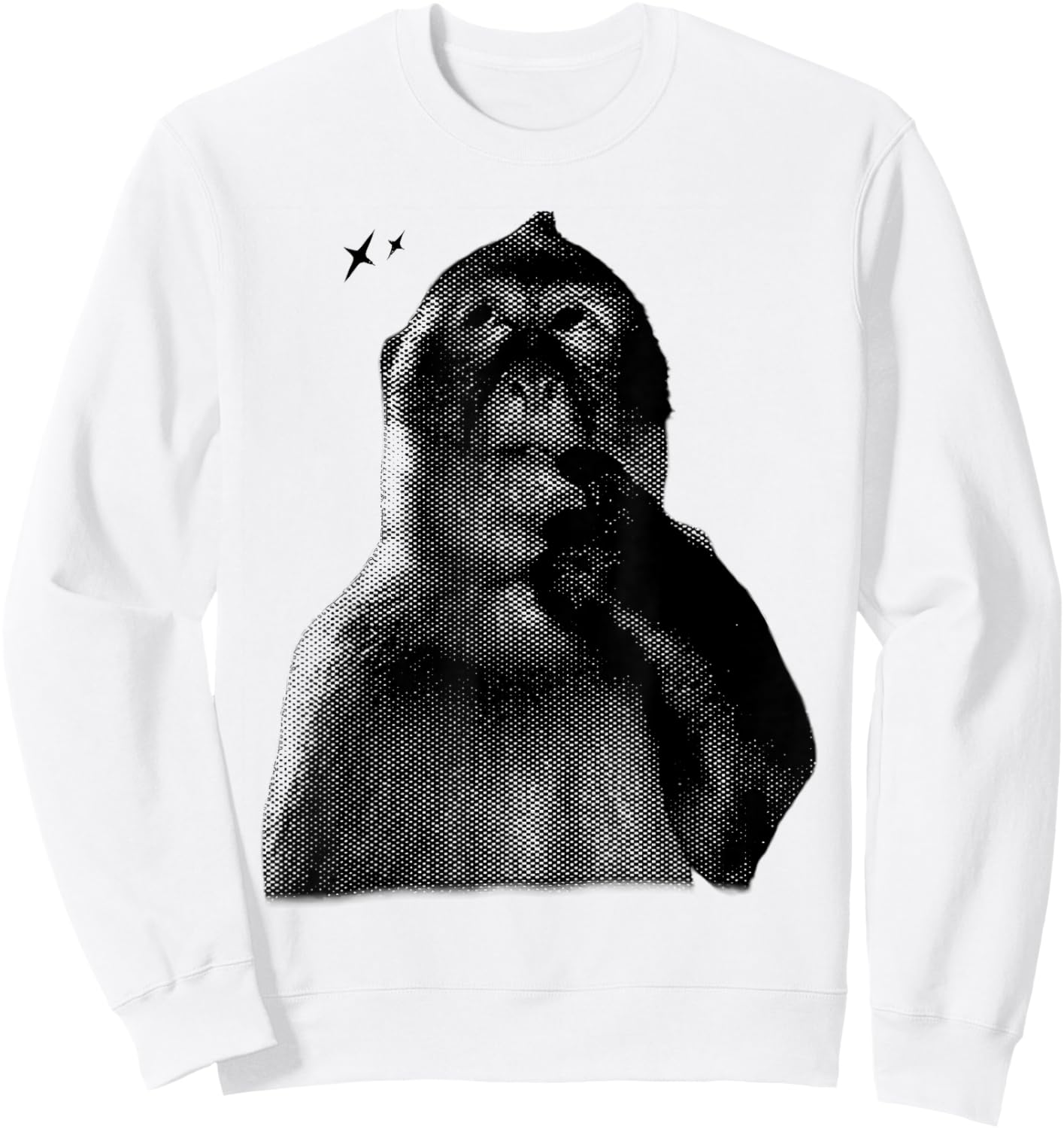 Funny Thinking Monkey Meme 2YK Graphic Sweatshirt - Sweatshirt | White