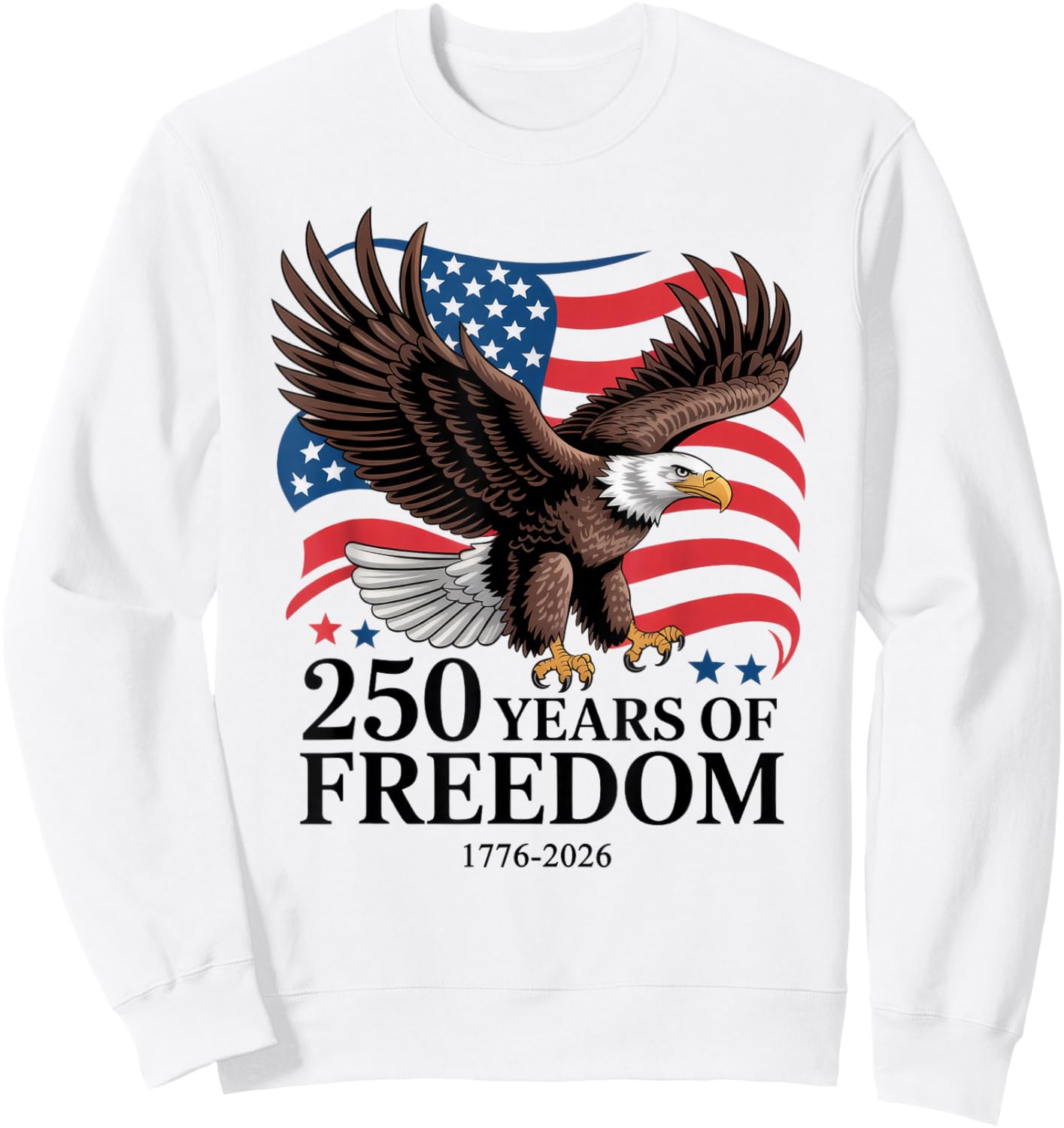 4th of July American Flag Vintage 250 Years 1776 2026 USA Sweatshirt - Sweatshirt | White