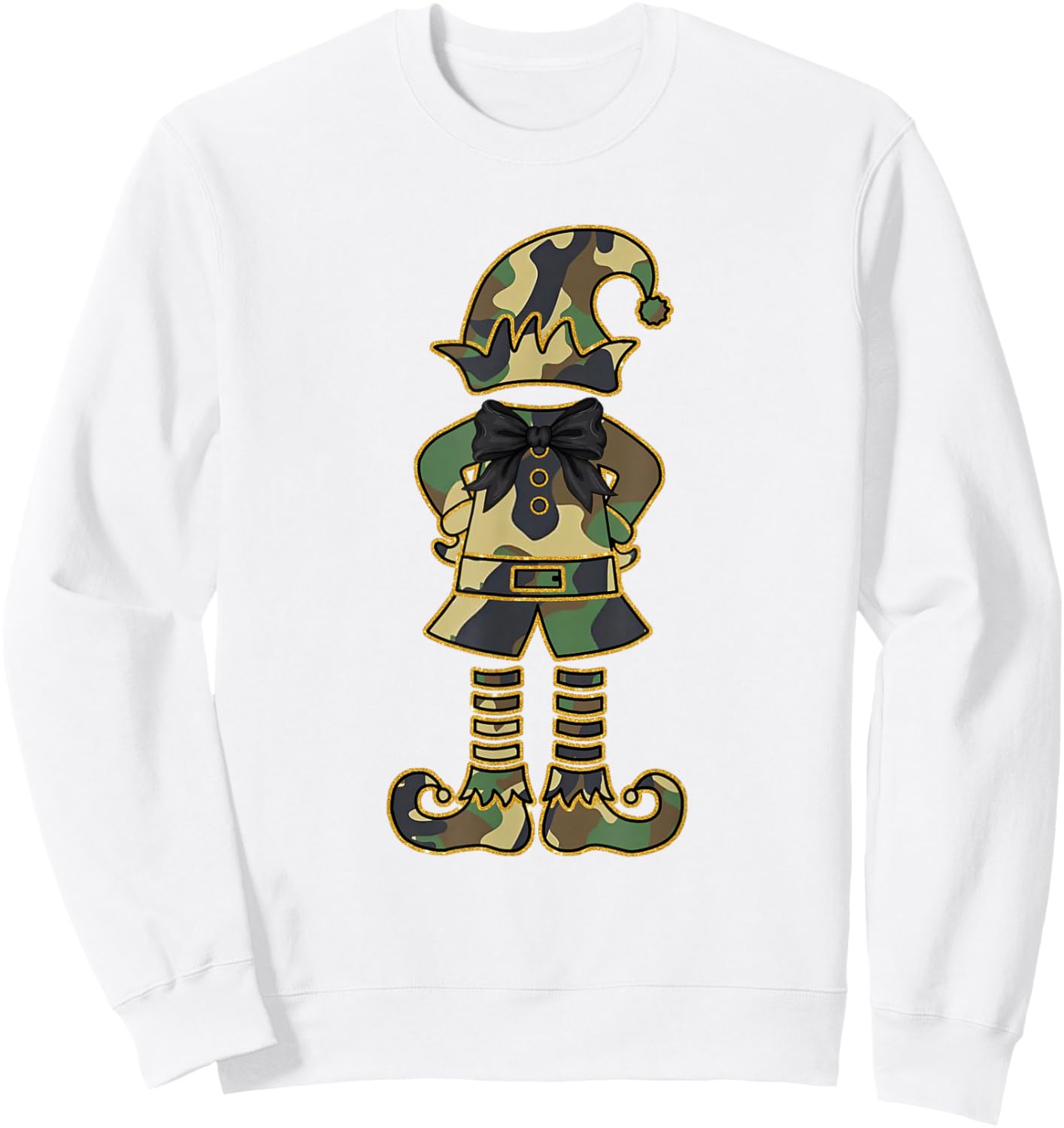 Christmas Camouflage Elf Boys Kids Xmas Family Matching Gift Sweatshirt - Sweatshirt | White