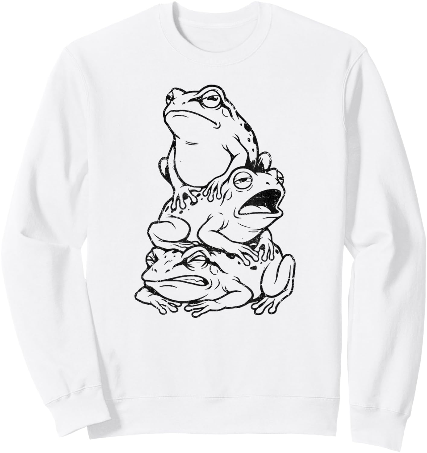 Frog Lover Men Women Funny Frog Totem Three Grumpy Frogs Sweatshirt - Sweatshirt | White