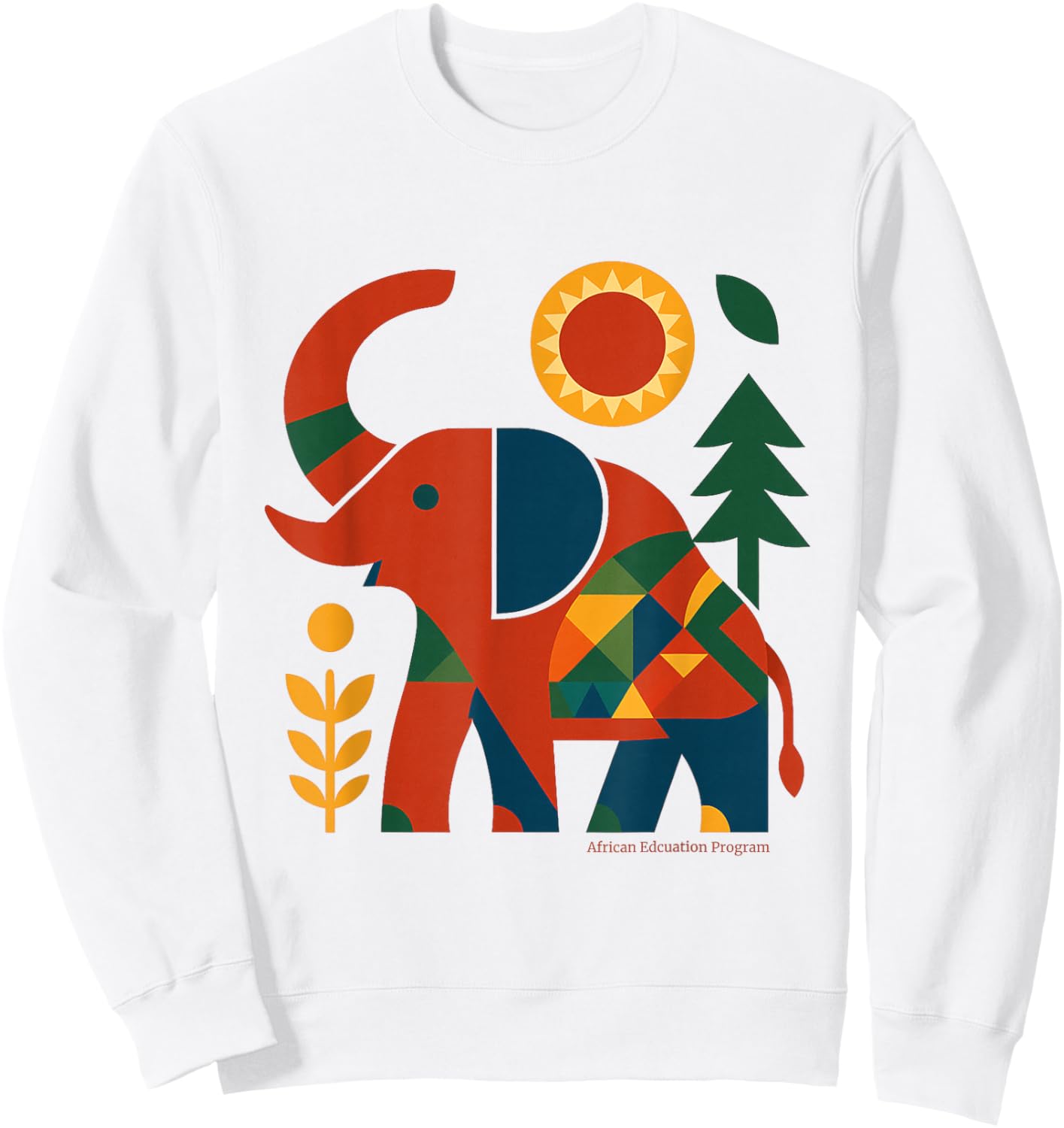 Geometric Elephant Nature (Red & Deep Blue Edition) Sweatshirt - Sweatshirt | White