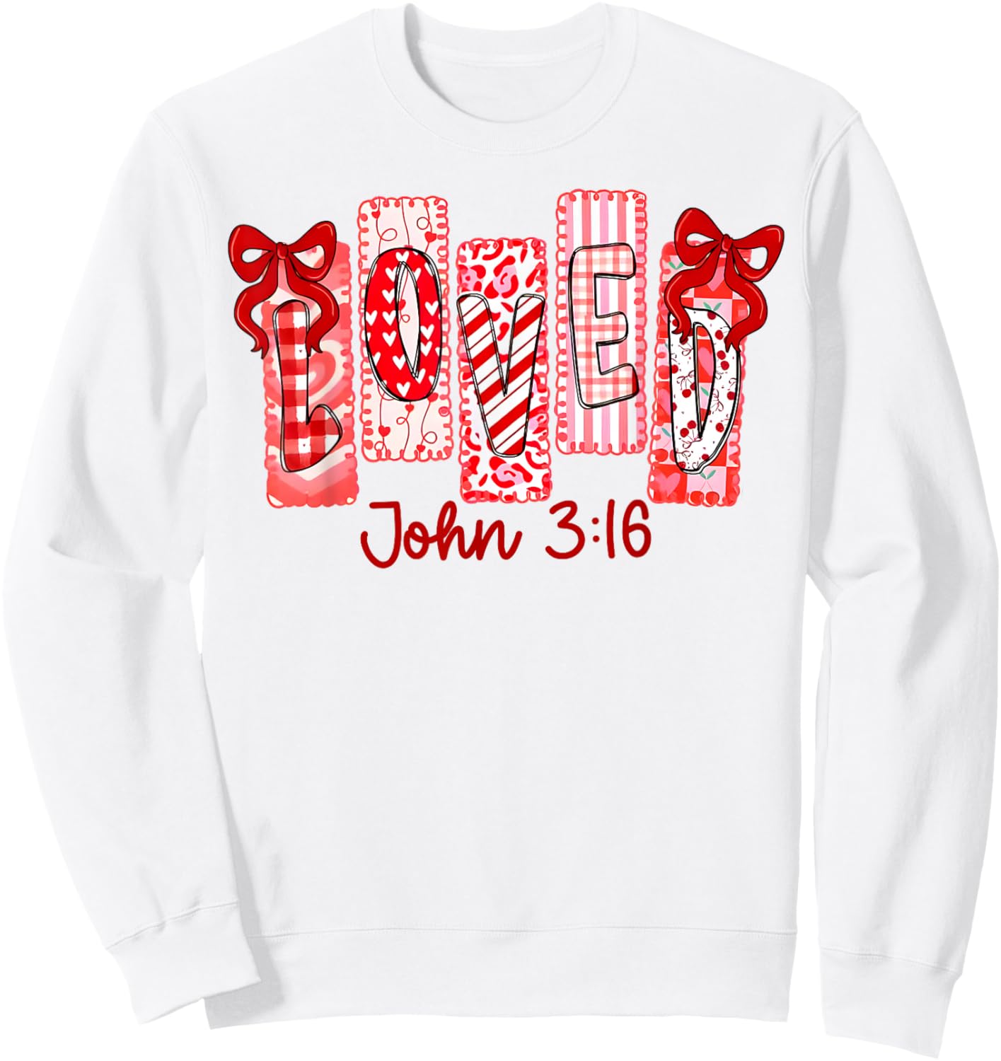 Christian Valentine Loved John 316 Coquette Bow Valentine Sweatshirt - Sweatshirt | White