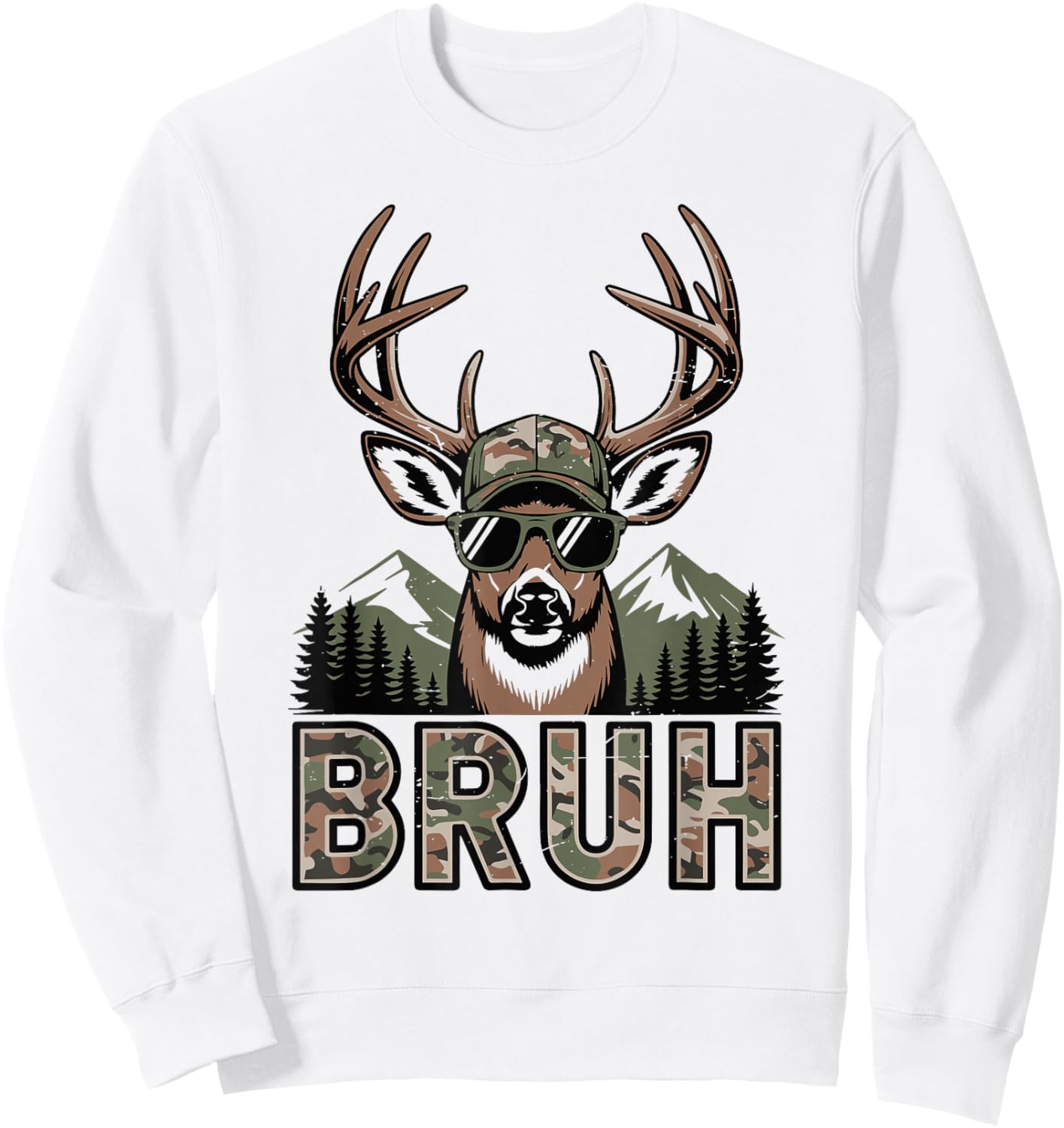 Youth Bruh Camo Deer Hunting Camouflage Elk Buck Funny Boys Sweatshirt - Sweatshirt | White