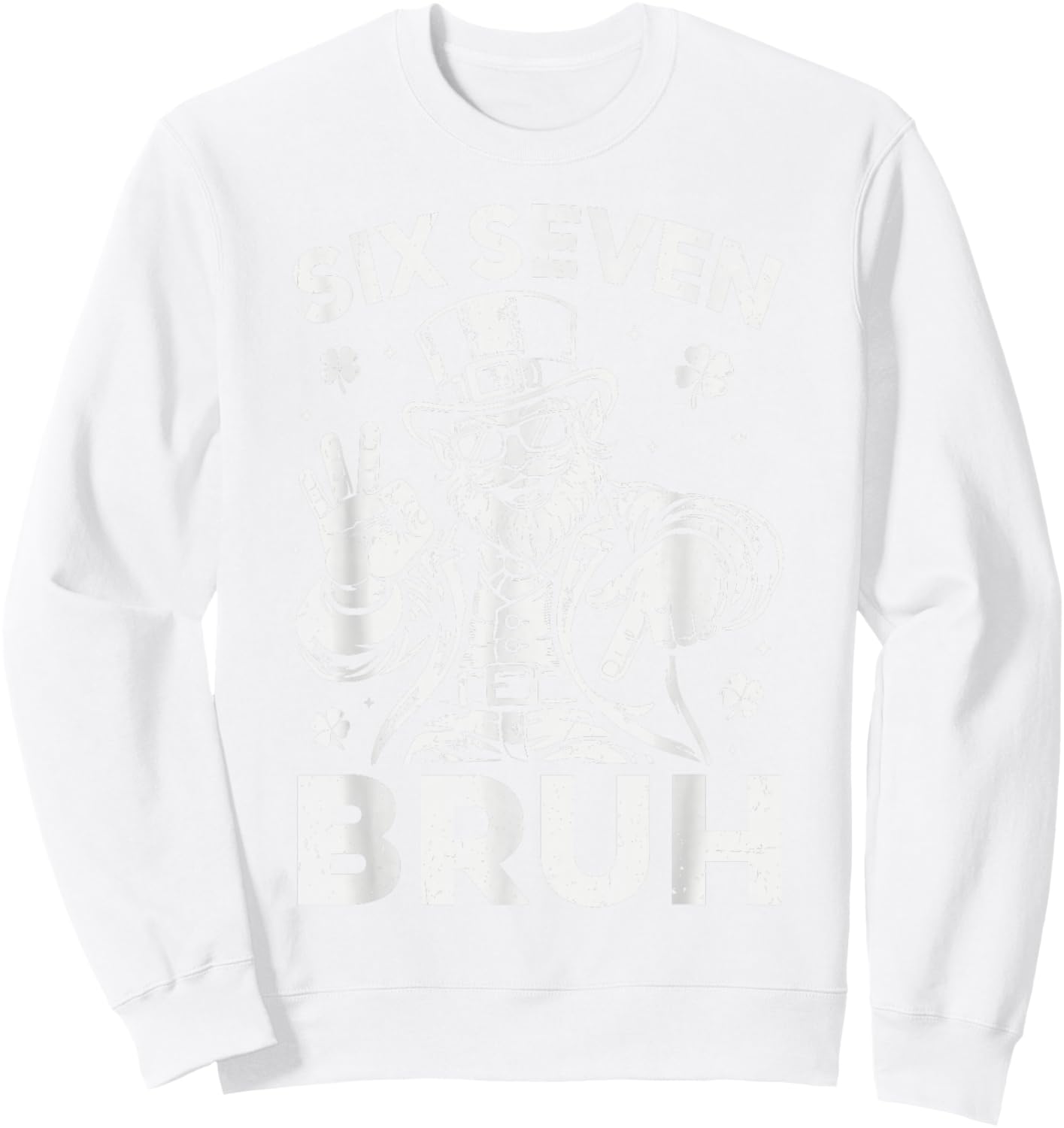 Bruh 67 St. Patrick's Day Leprechaun Six Seven 6 7 Boys Kids Sweatshirt - Sweatshirt | White