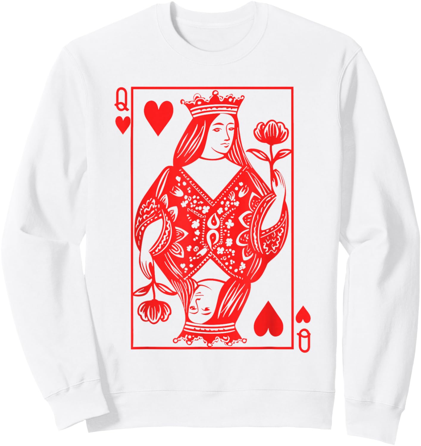 Queen of Hearts Girl Valentine Toddler Girls Valentine's Day Sweatshirt - Sweatshirt | White
