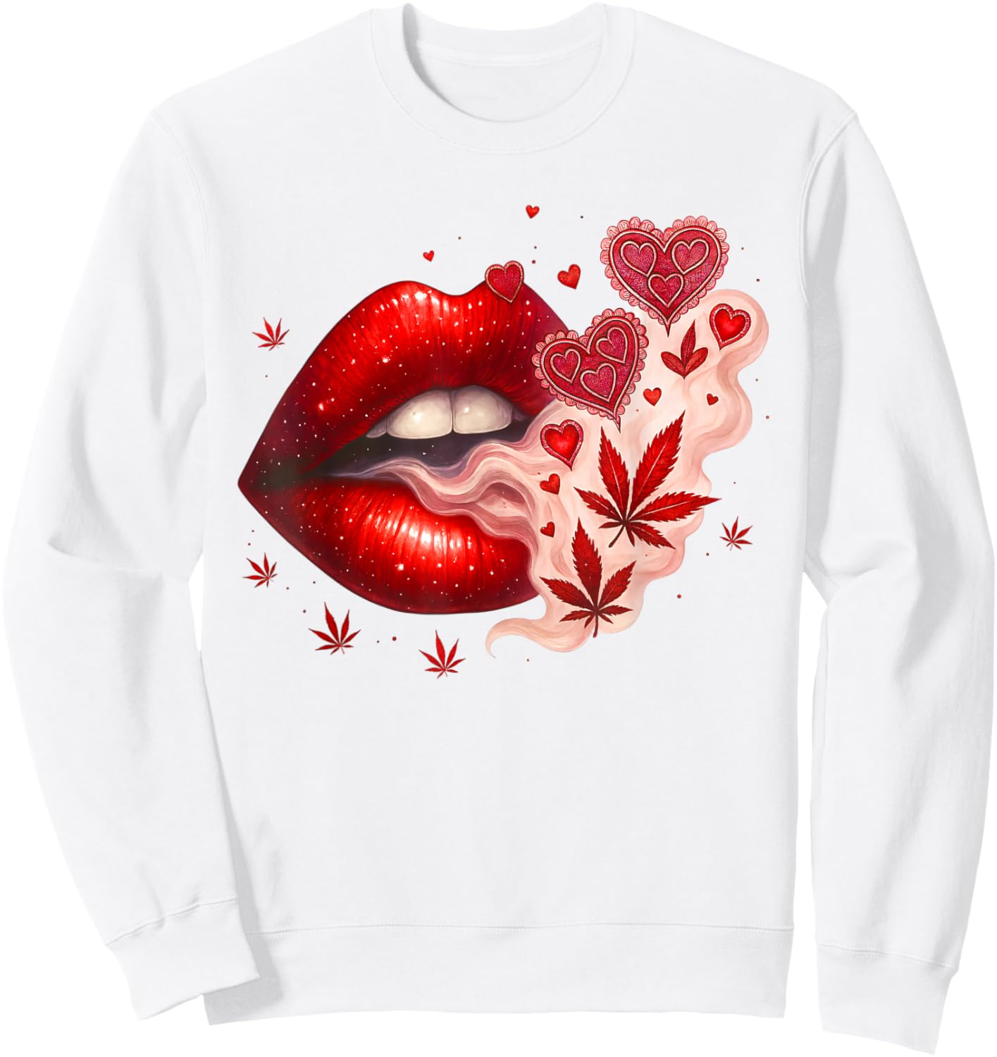 Valentine’s Day Cannabis Weed Lover Marijuana Stoner Babe Sweatshirt - Sweatshirt | White