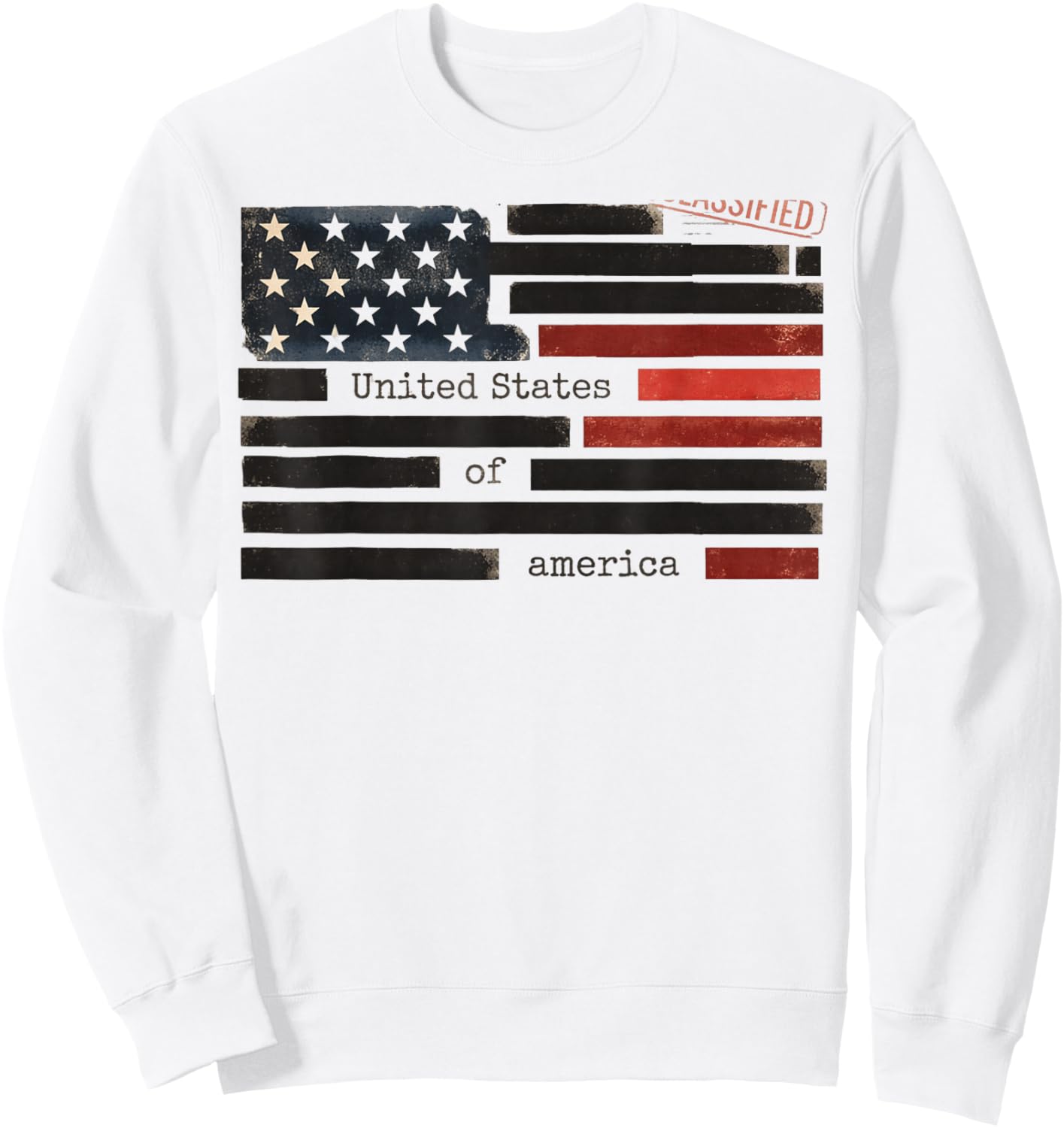 Censored Documents USA Flag Democracy Redacted Files Style Sweatshirt - Sweatshirt | White