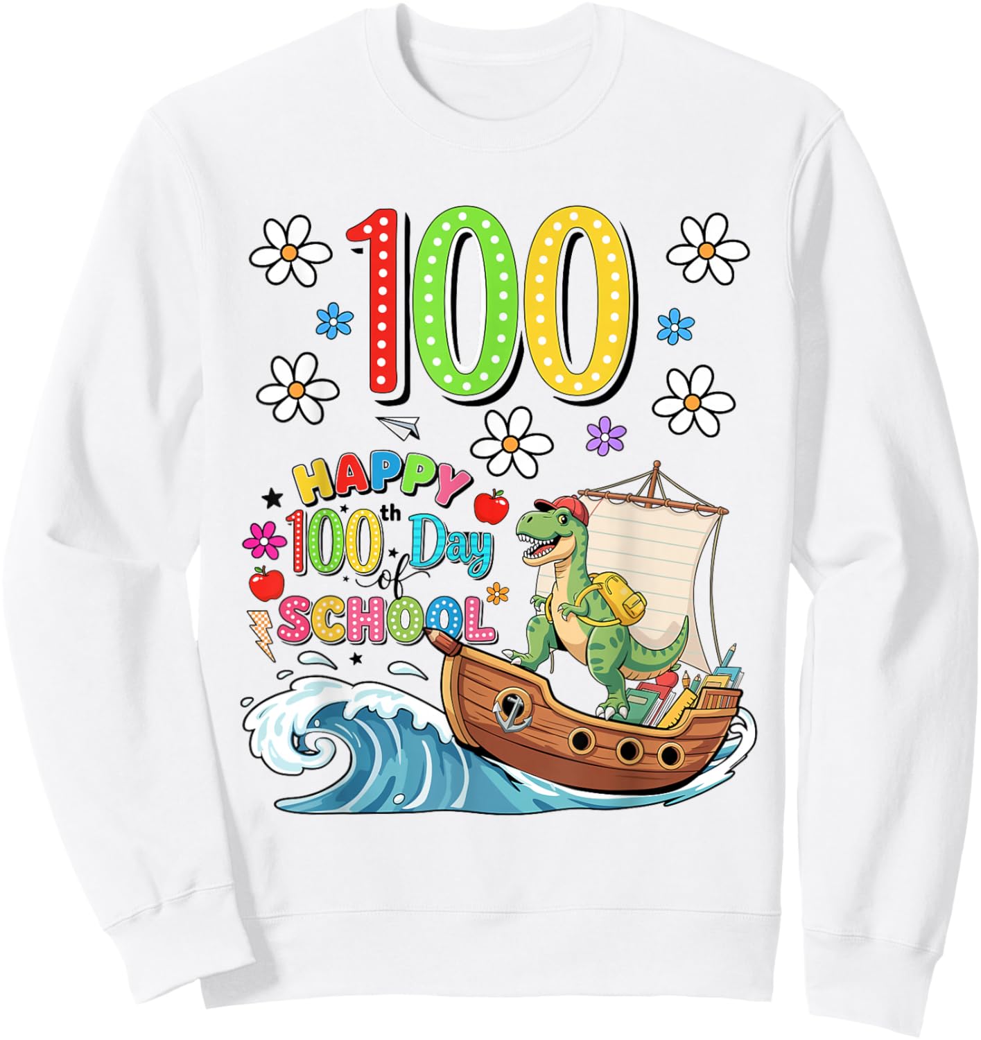 Happy 100th Day of School Design for Kids – 100 Days Smarter Sweatshirt - Sweatshirt | White