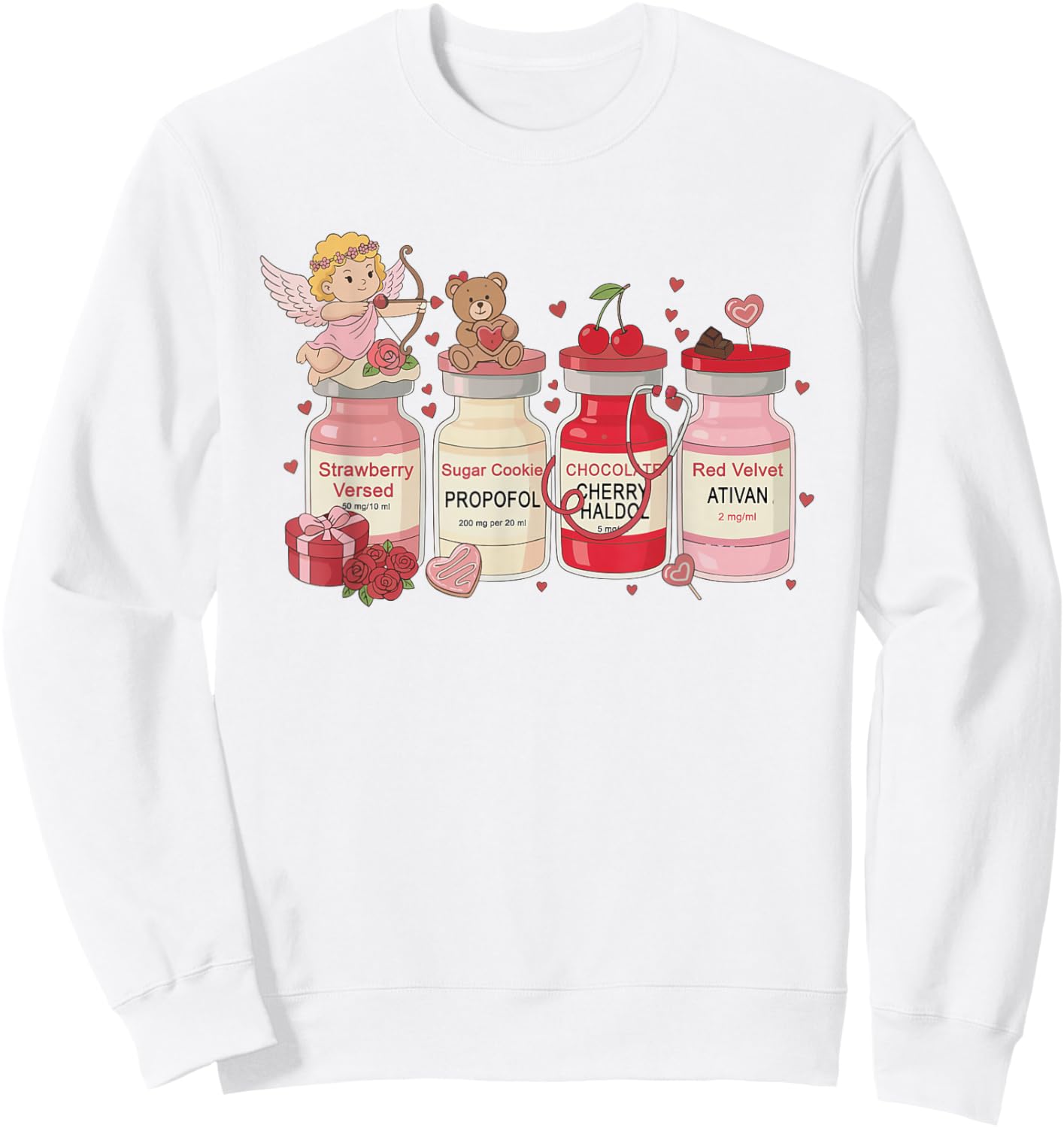 Cupid's Favorite Nurse Valentine Nursing Healthcare Worker Sweatshirt - Sweatshirt | White