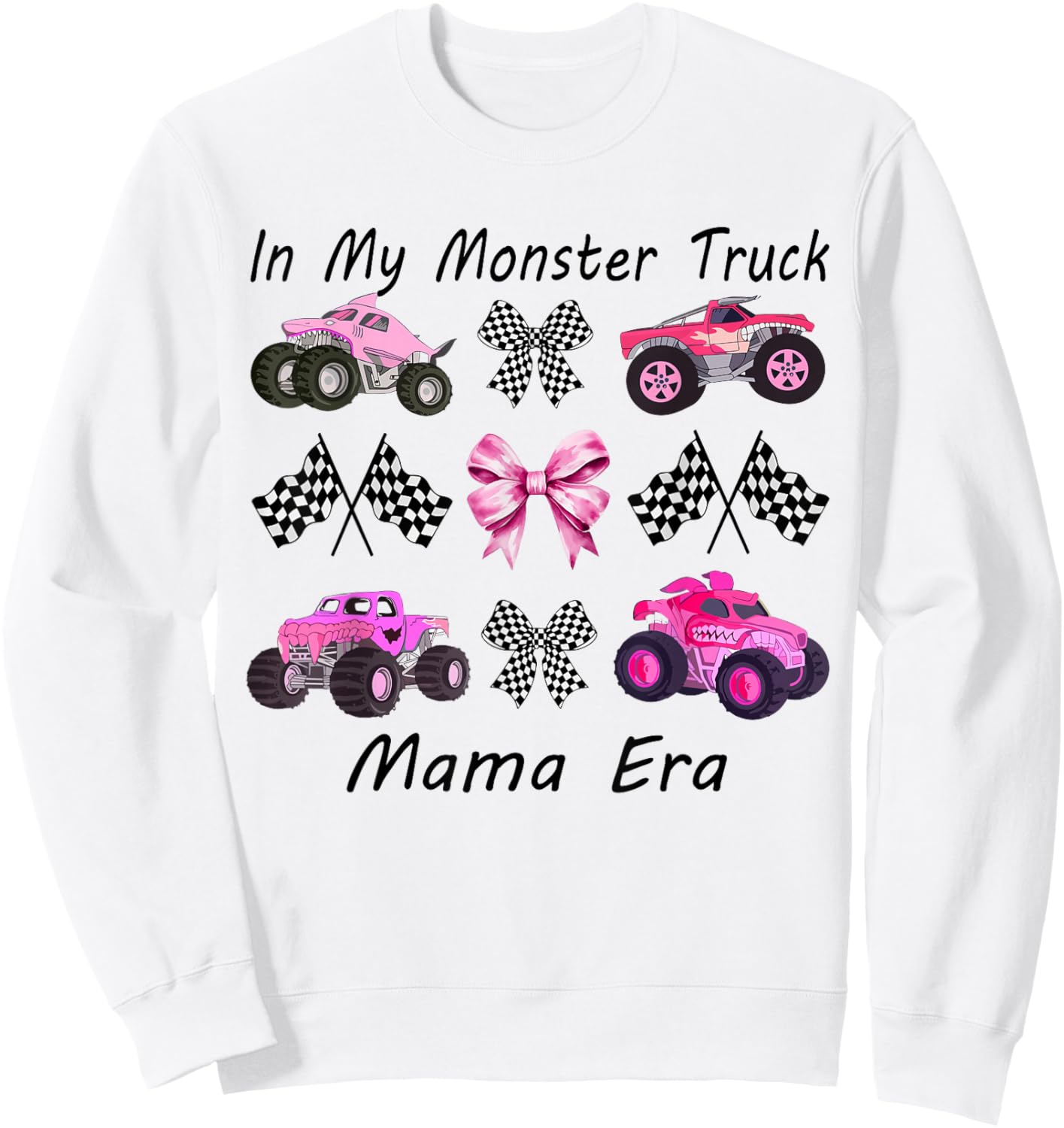 in My Monster Truck Mama Era Cute Pink Monster Truck Mom Sweatshirt - Sweatshirt | White