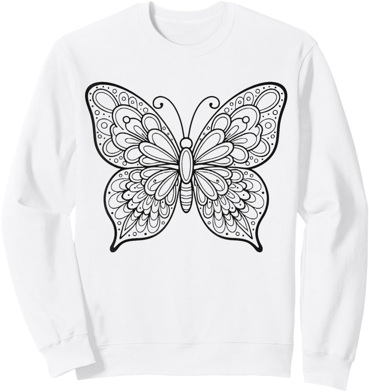 Colour in The Mandala Butterfly and Paint it Yourself Sweatshirt - Sweatshirt | White