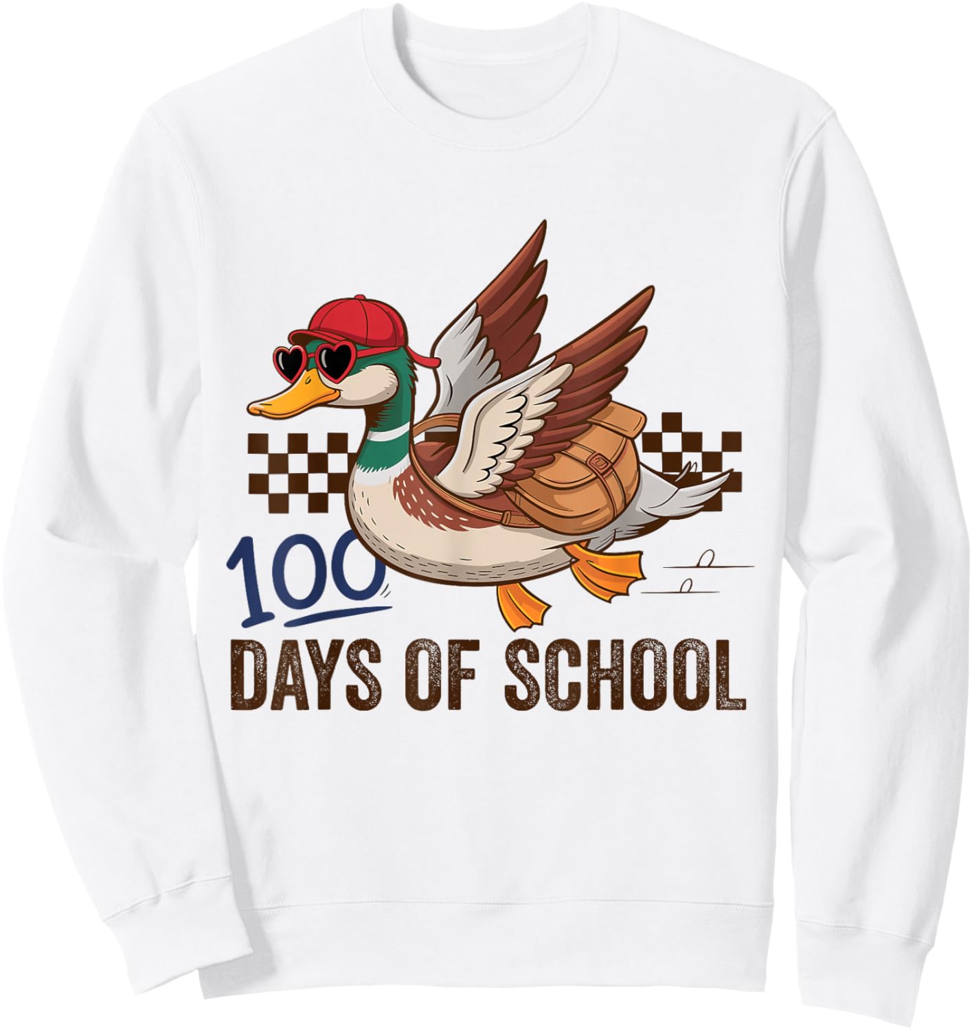 Happy 100 Days of School Goose Teacher Kids Sweatshirt - Sweatshirt | White