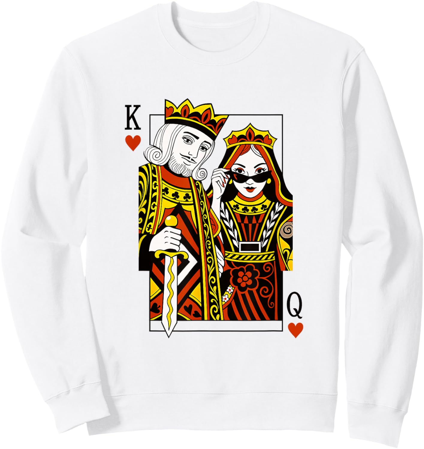 King and Queen of Hearts Playing Card Valentines Day Couples Sweatshirt - Sweatshirt | White