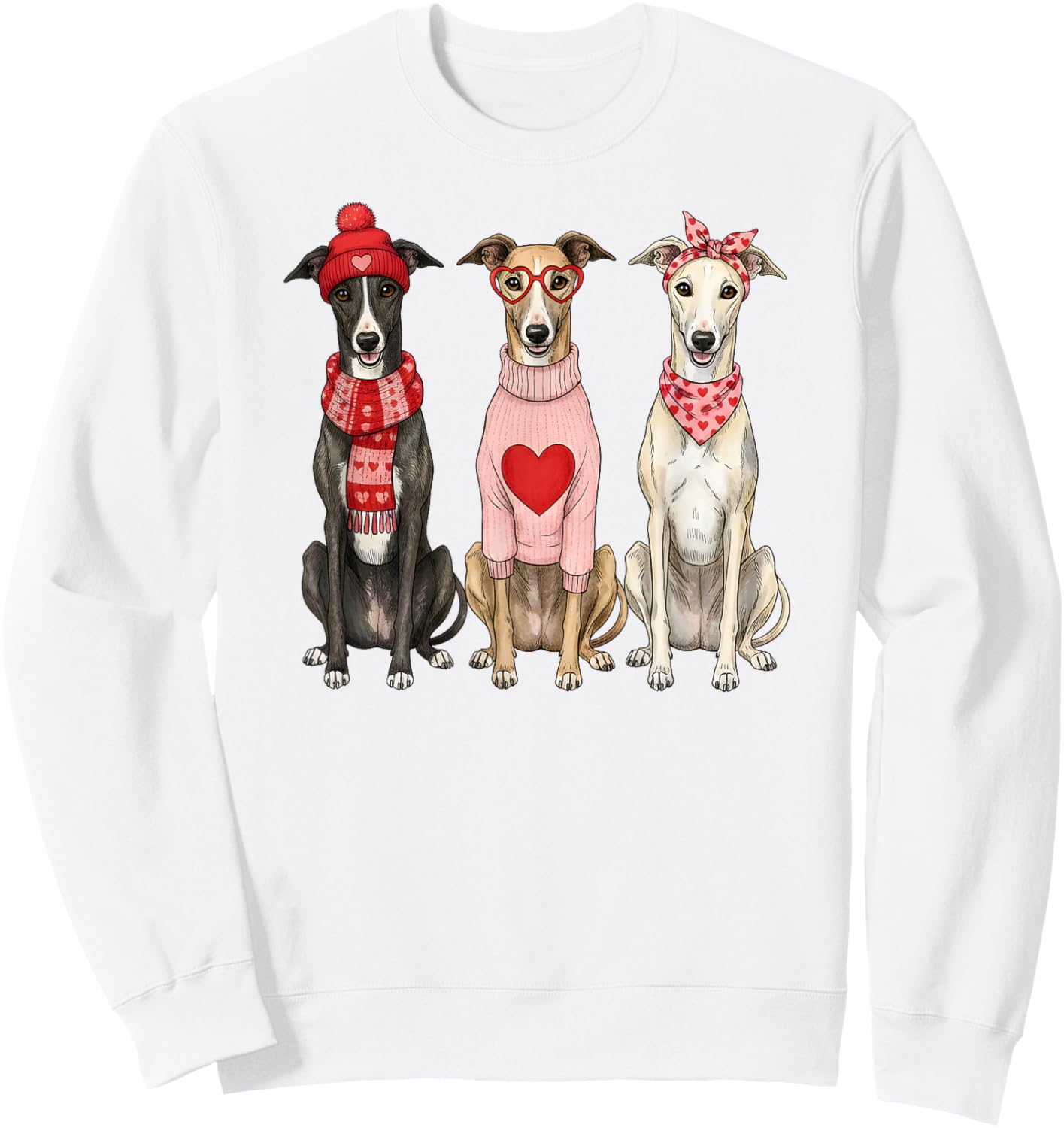 Cute Greyhound Valentine Dog Sweatshirt - Sweatshirt | White