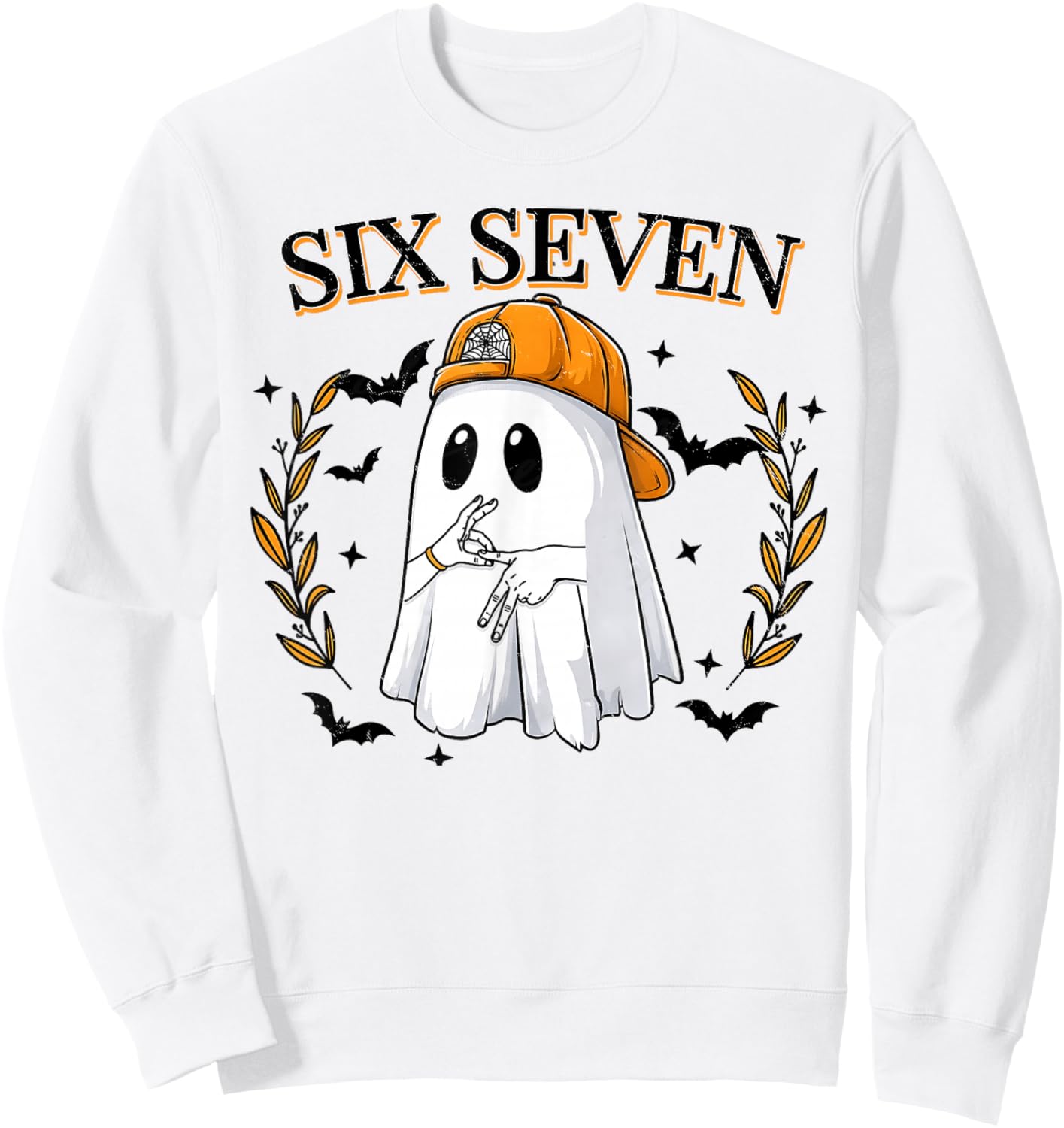 Cool Six Seven 6 7 Ghost Halloween Meme Slang Gen Z Alpha Sweatshirt - Sweatshirt | White