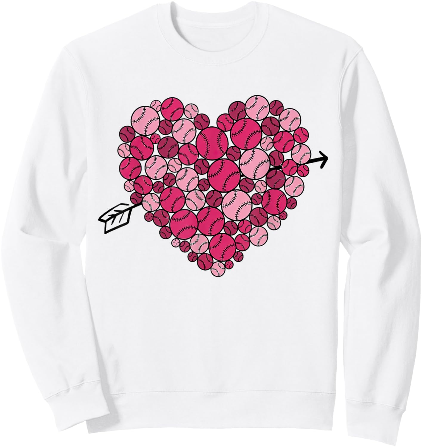 Valentine's Day Baseball Heart Softball Player Sports Lover Sweatshirt - Sweatshirt | White