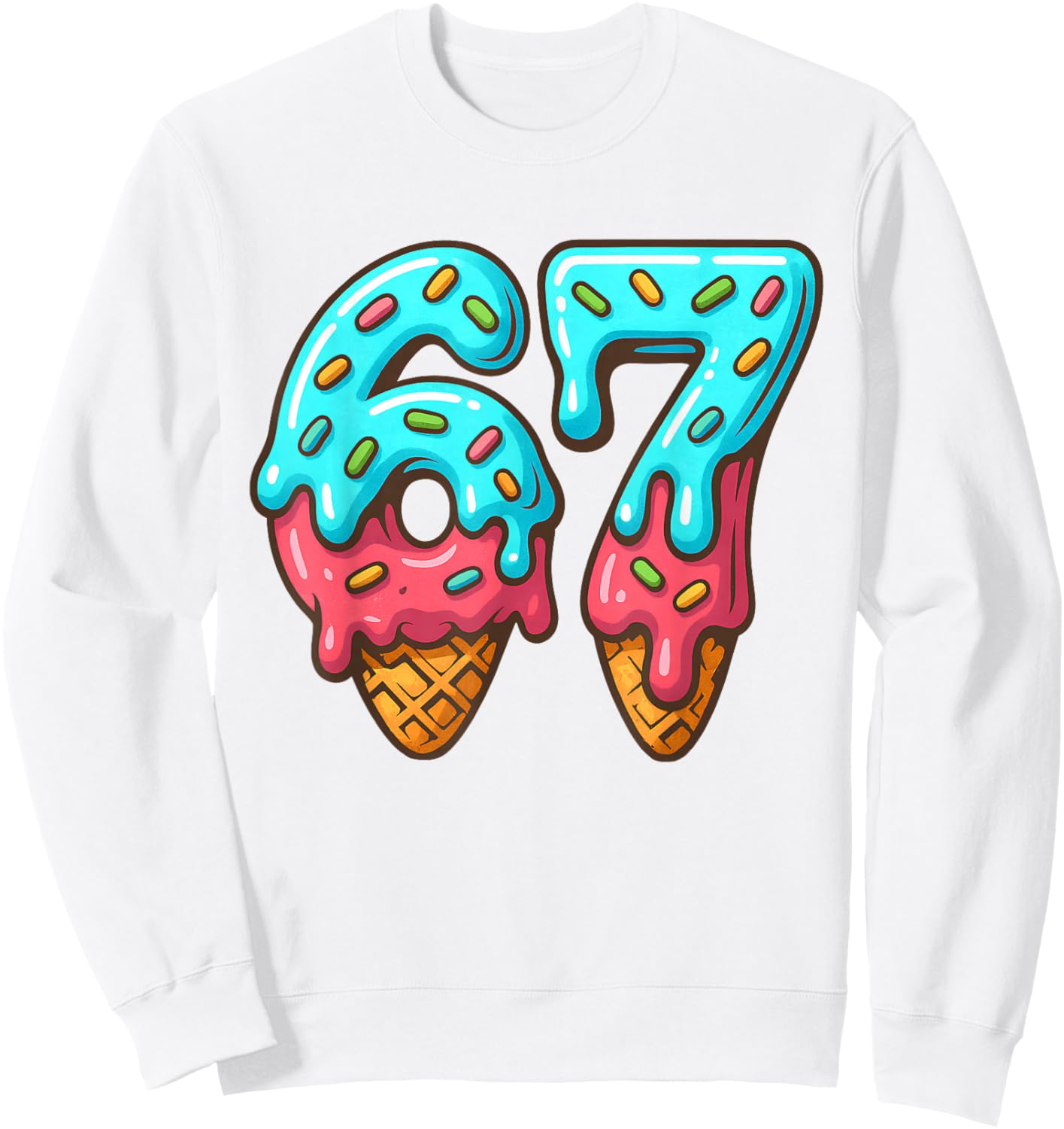 67 Meme Trendy Cream Halloween Funny Six Seven Gen Alpha Z Sweatshirt - Sweatshirt | White