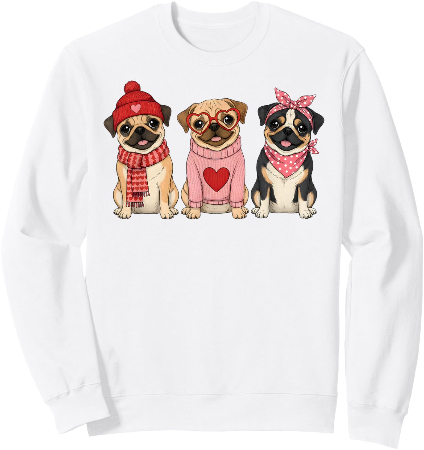 Cute Puggle Valentine Dog Sweatshirt - Sweatshirt | White