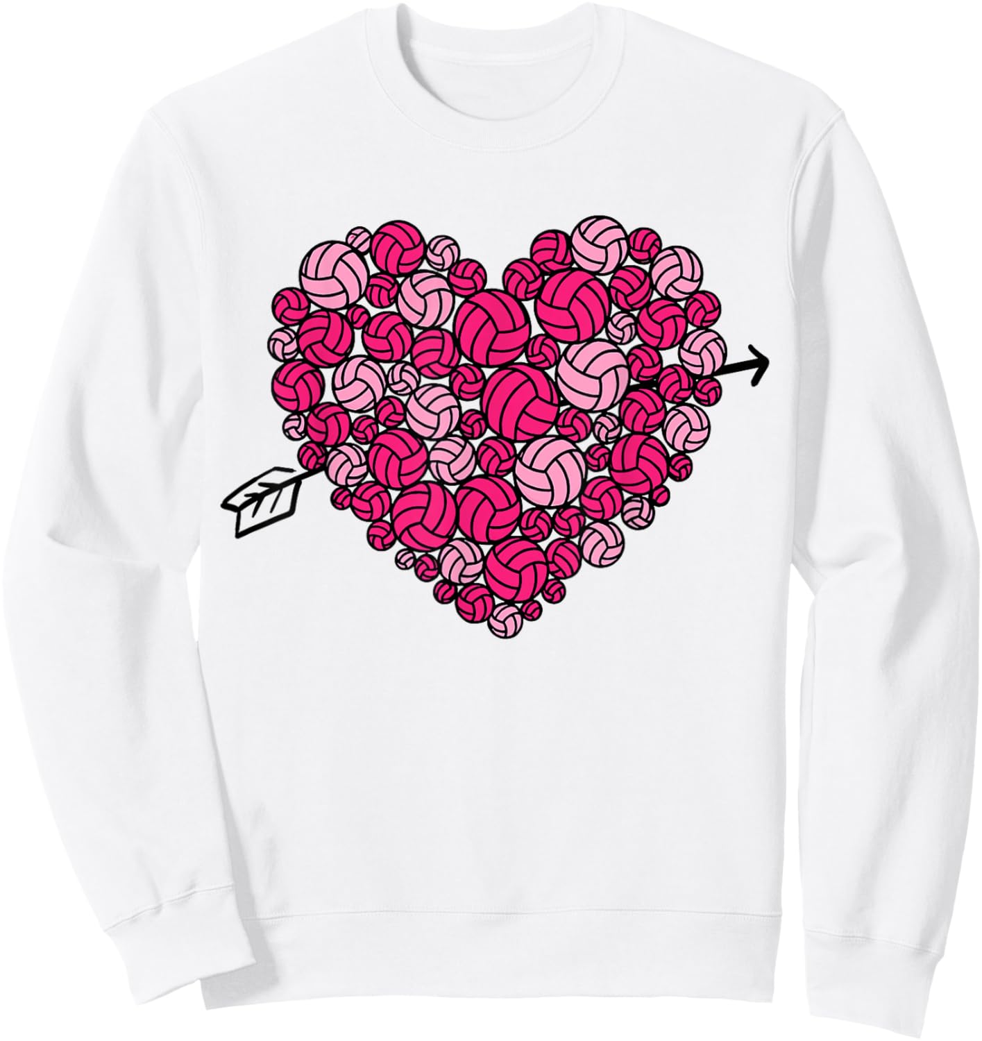 Valentine's Day Volleyball Heart Sports Lover Women Girls Sweatshirt - Sweatshirt | White